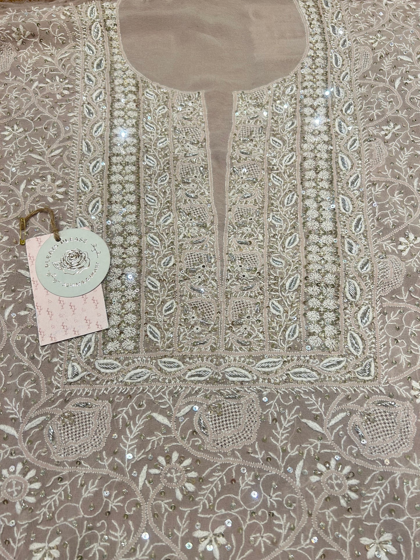 Cuban Sand Pure Georgette Kurta And Dupatta Fabric