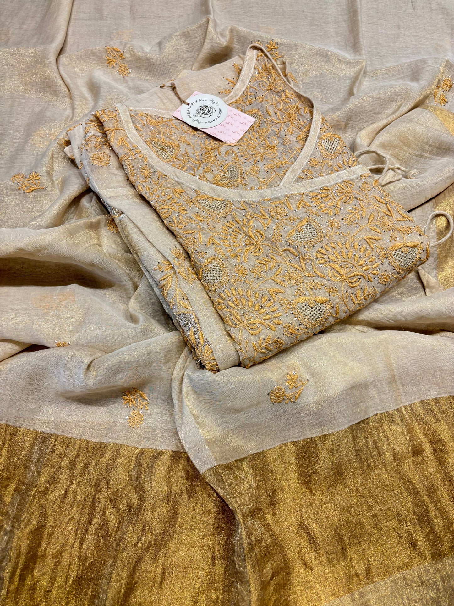 Dyeable Pure And Premium Tissue Angrakha And Dupatta Set