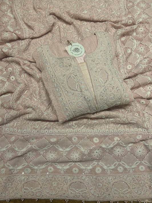 Blush Pink Pure Georgette Kurta & Dupatta