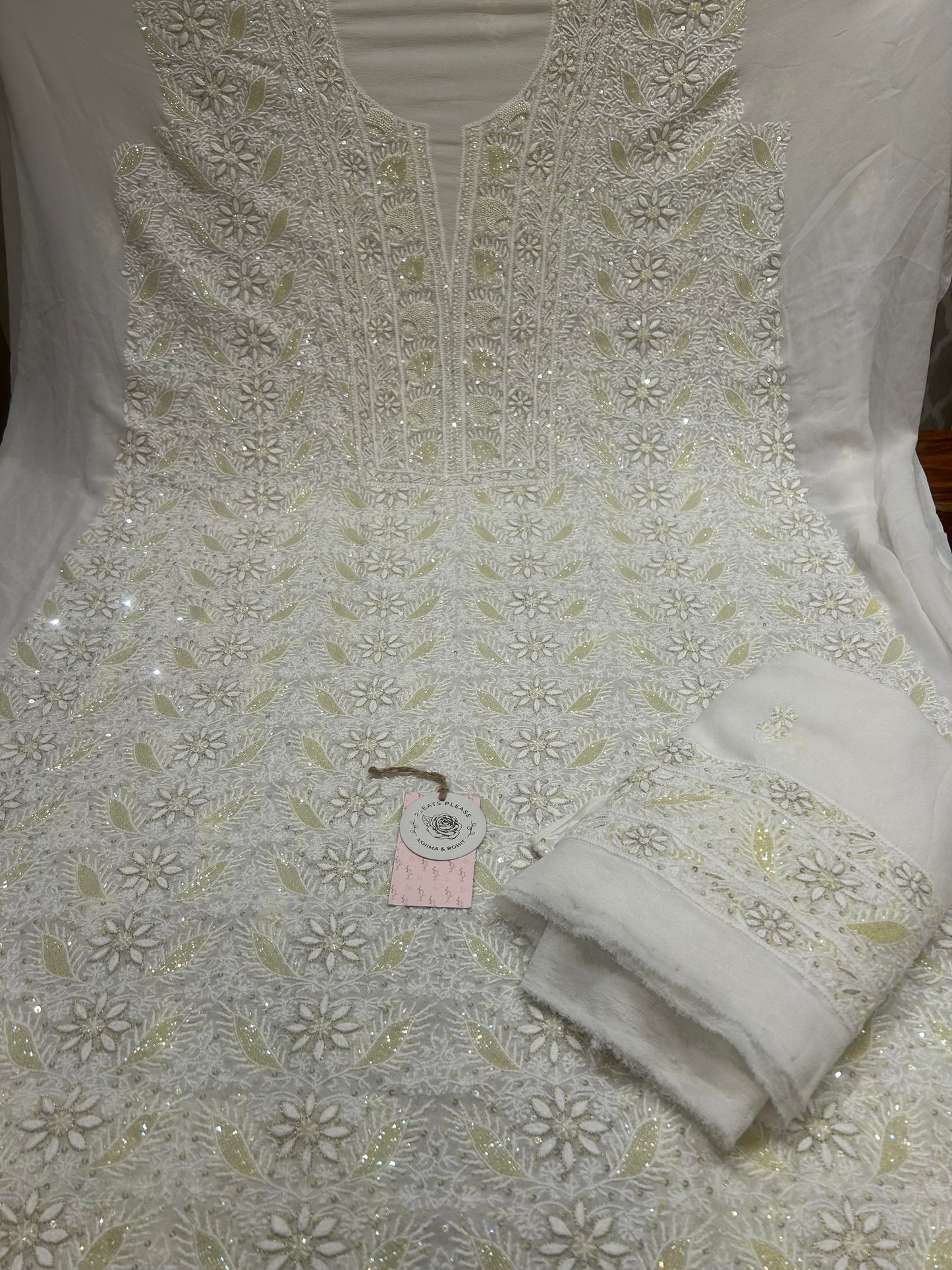 Dyeable Georgette Chikankari Kurta & Dupatta Fabric