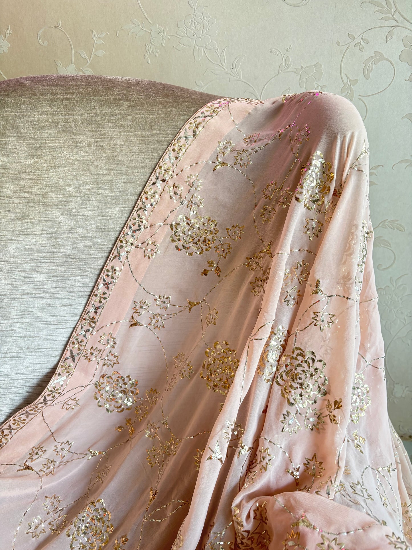 Camille Pink Pure Georgette Badla Saree