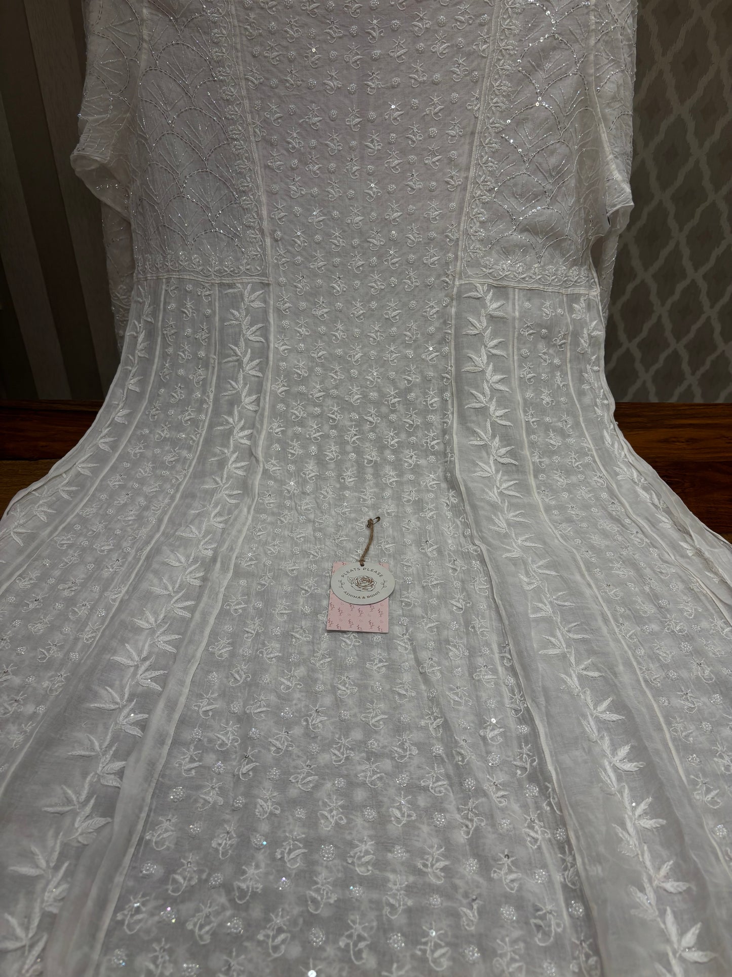 Dyeable Chanderi Mul  Chikankari Anarkali and Dupatta Set
