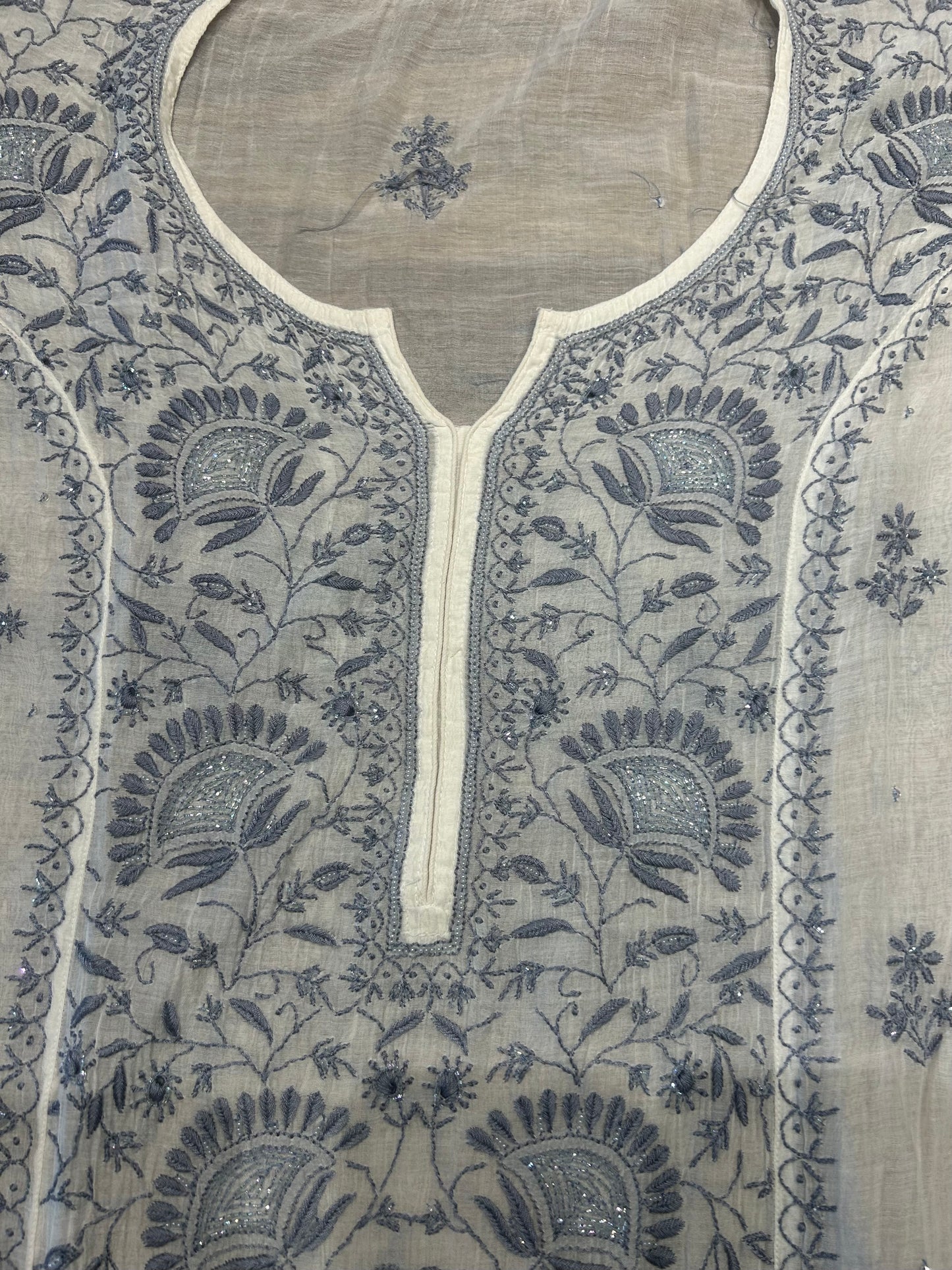 White Chanderi Mul Chikankari Kurta and Dupatta