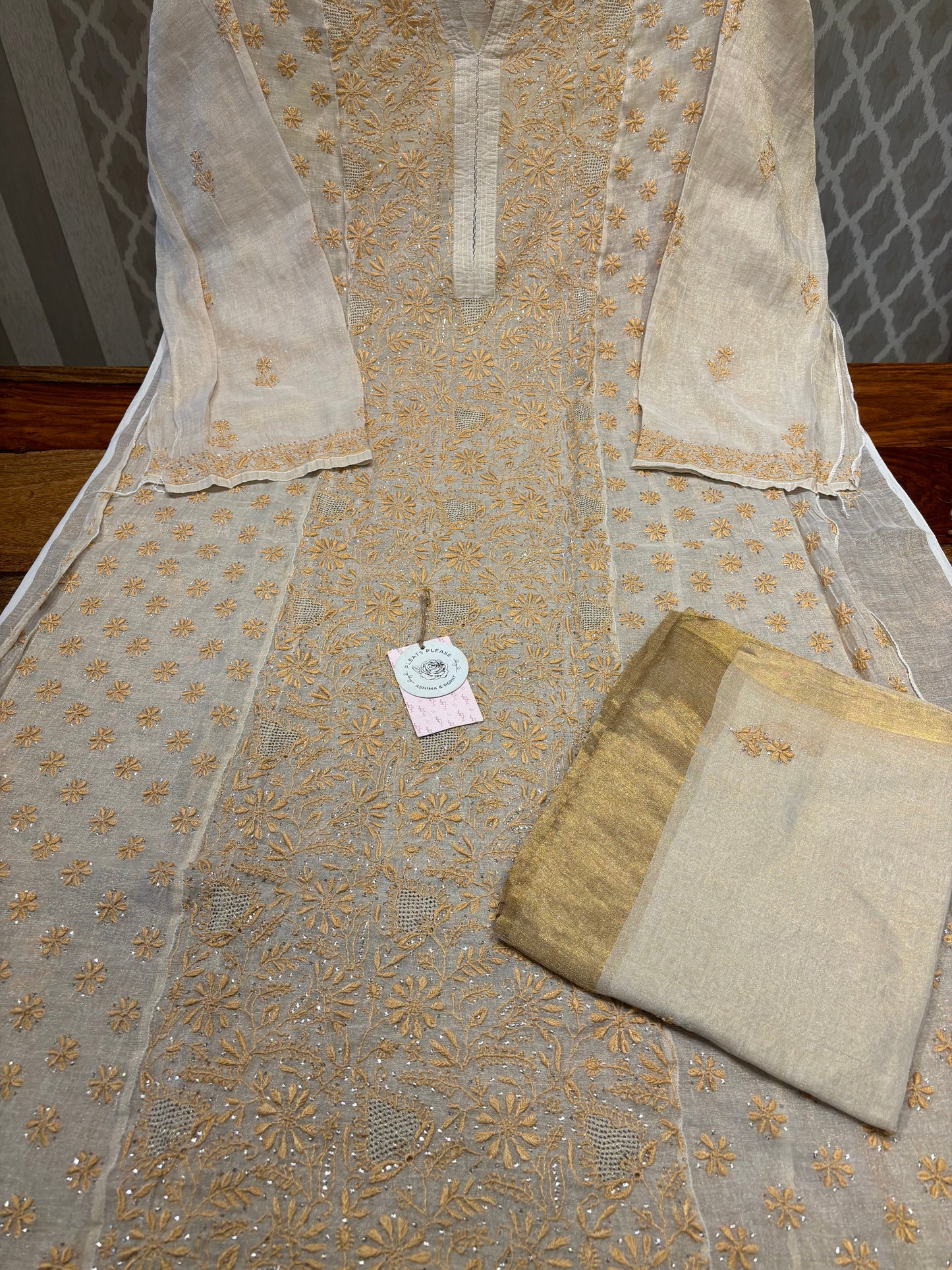 Dyeable Pure and Premium Tissue Straight Kurta and Dupatta set