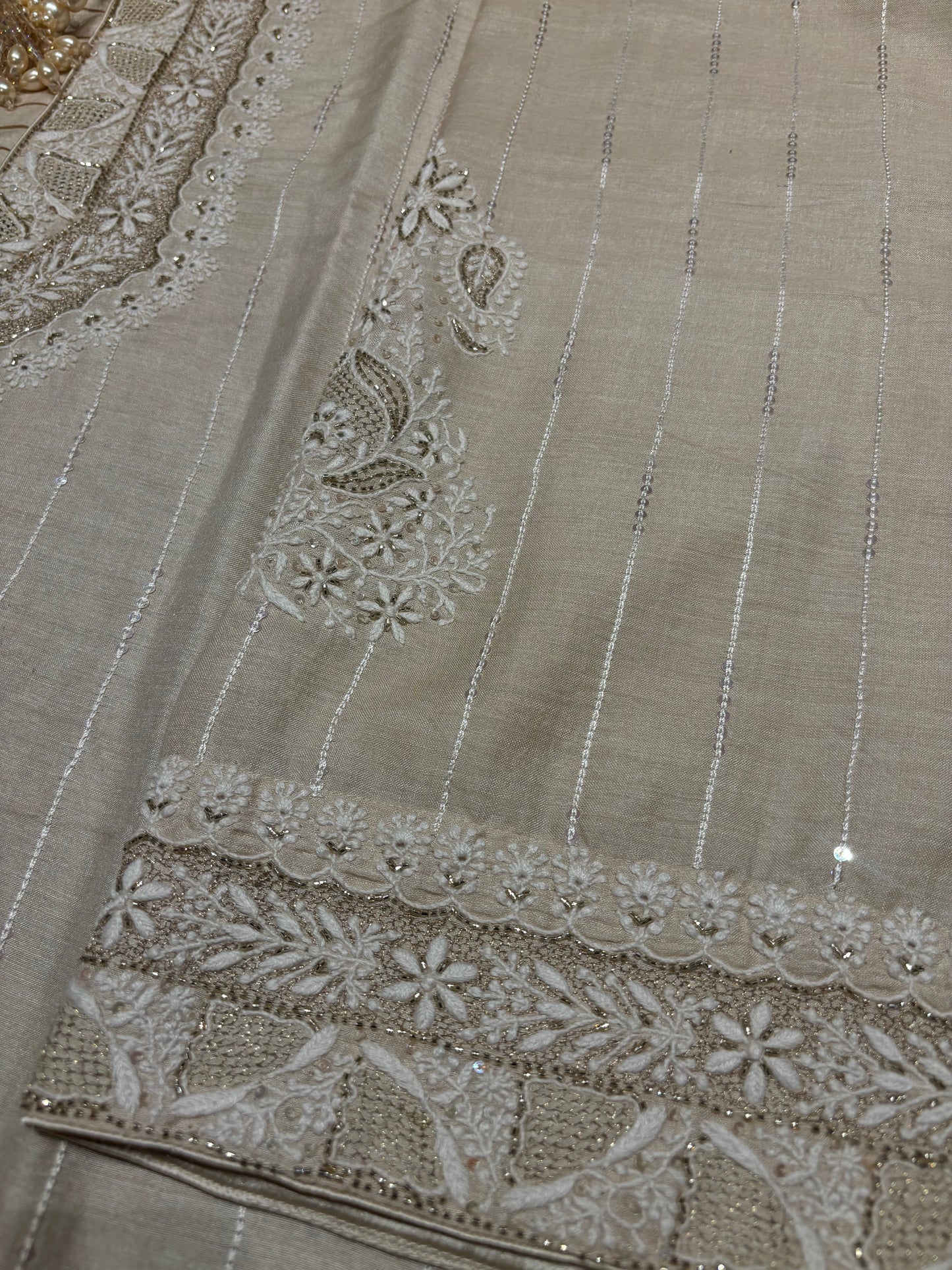 Dyeable Natural Silk Chikankari Kurta and Dupatta