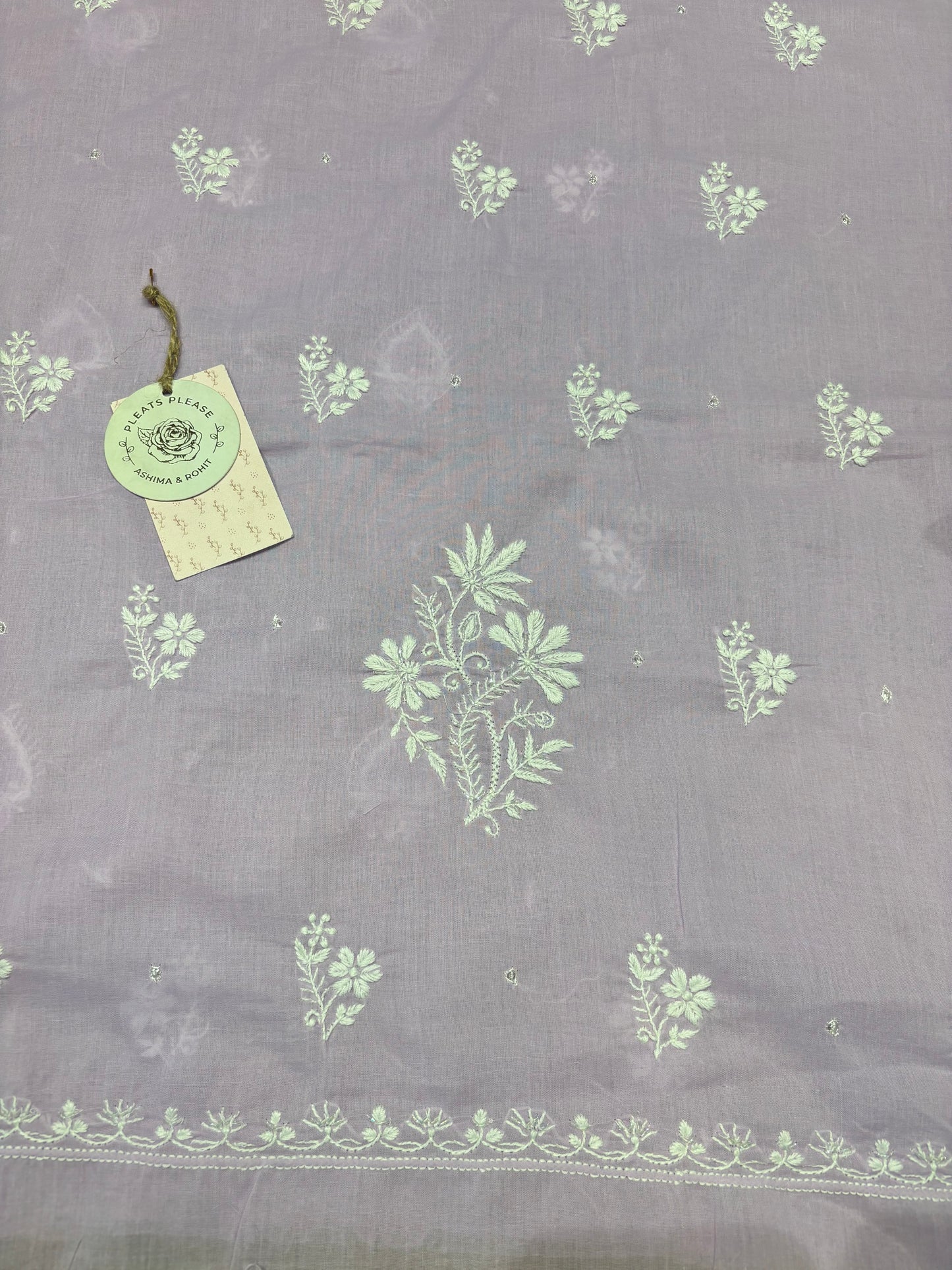 Purple Mul Chikankari Kurta Fabric