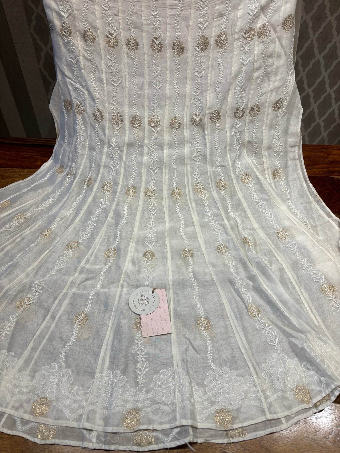 Dyeable Pure Chanderi Silk Chikankari kalidar co-ord set