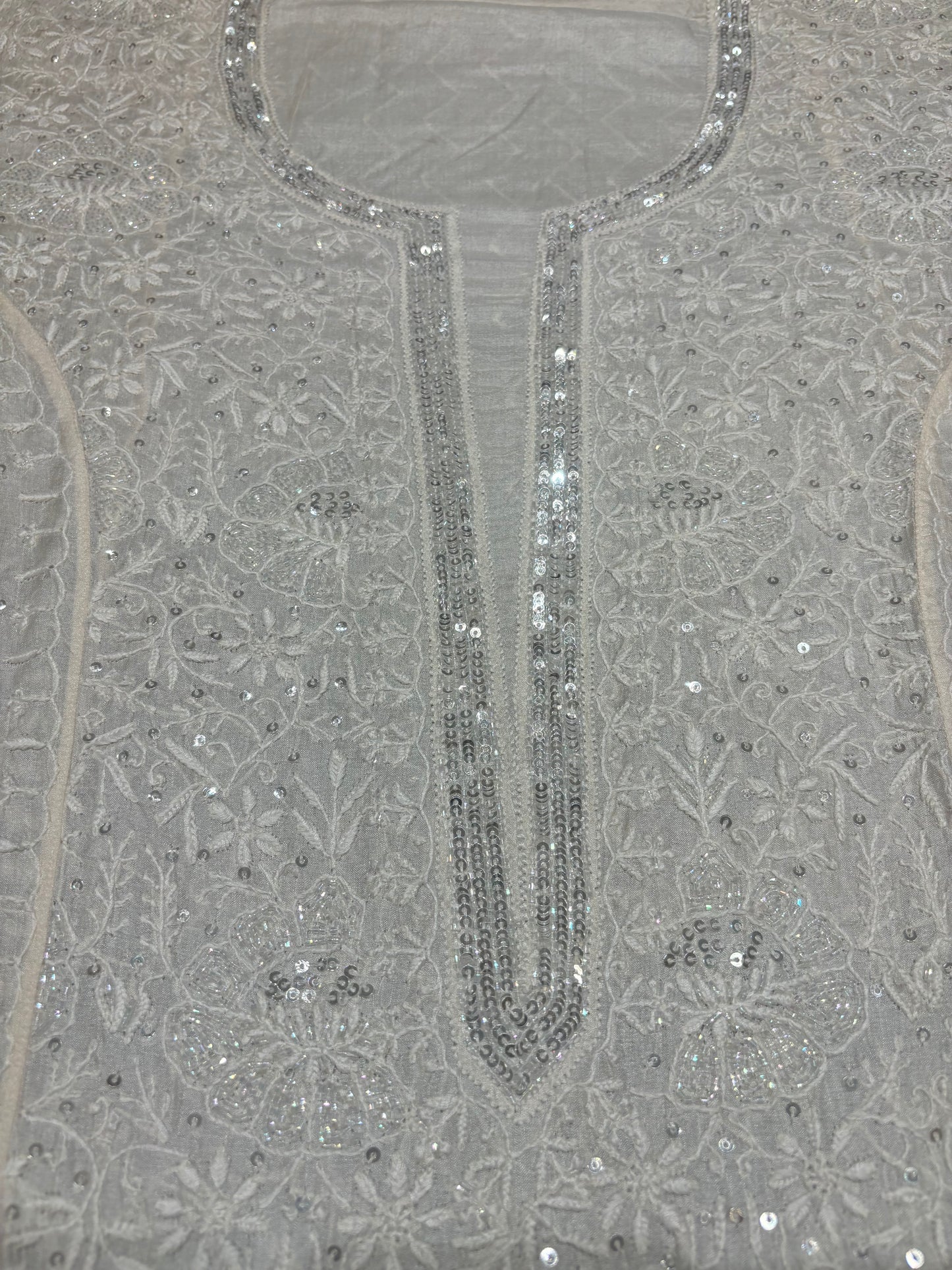 Dyeable Silk Chikankari Kurta and dupatta