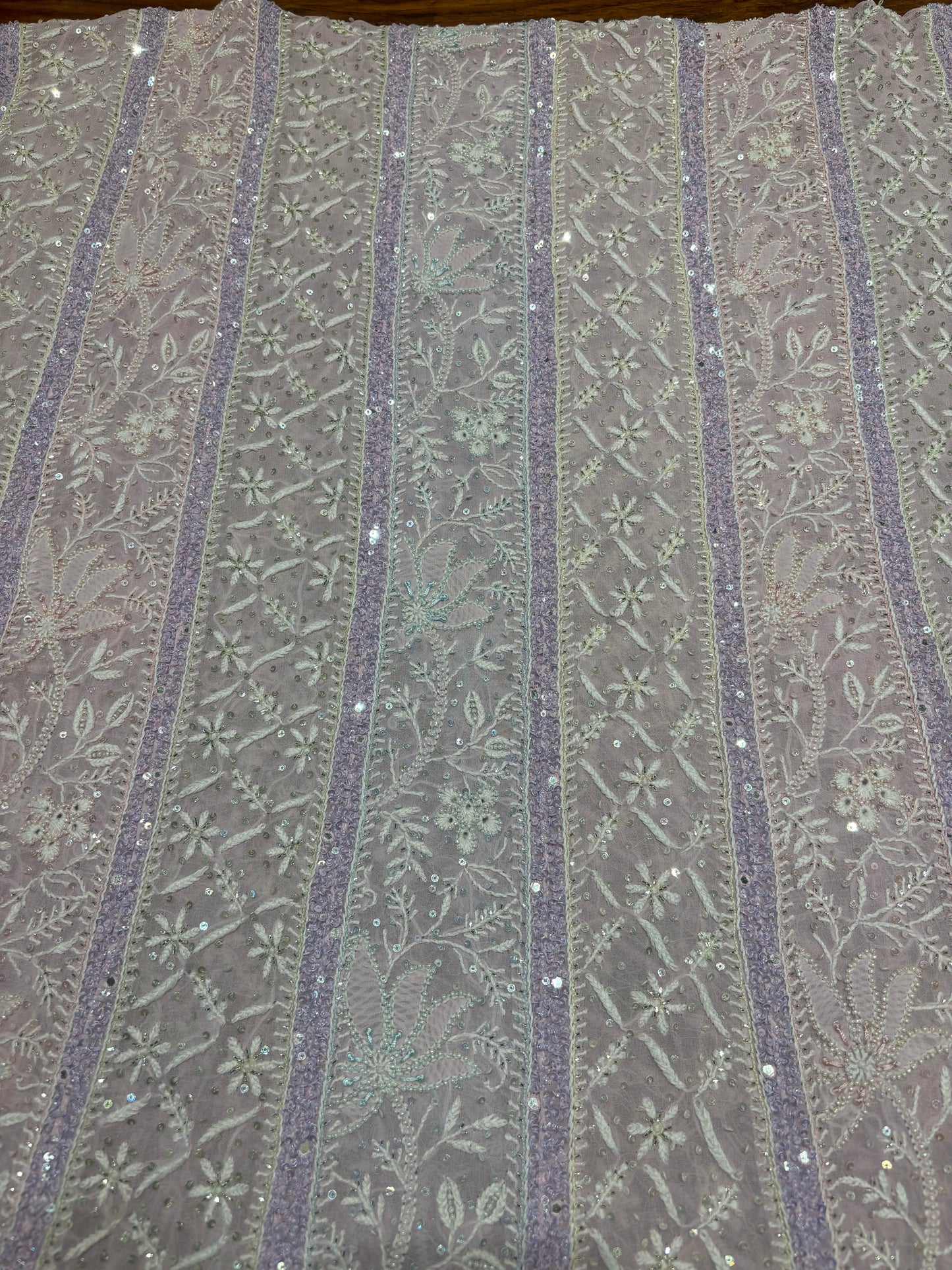 Lilac Pure Georgette Chikankari Anarkali and Dupatta
