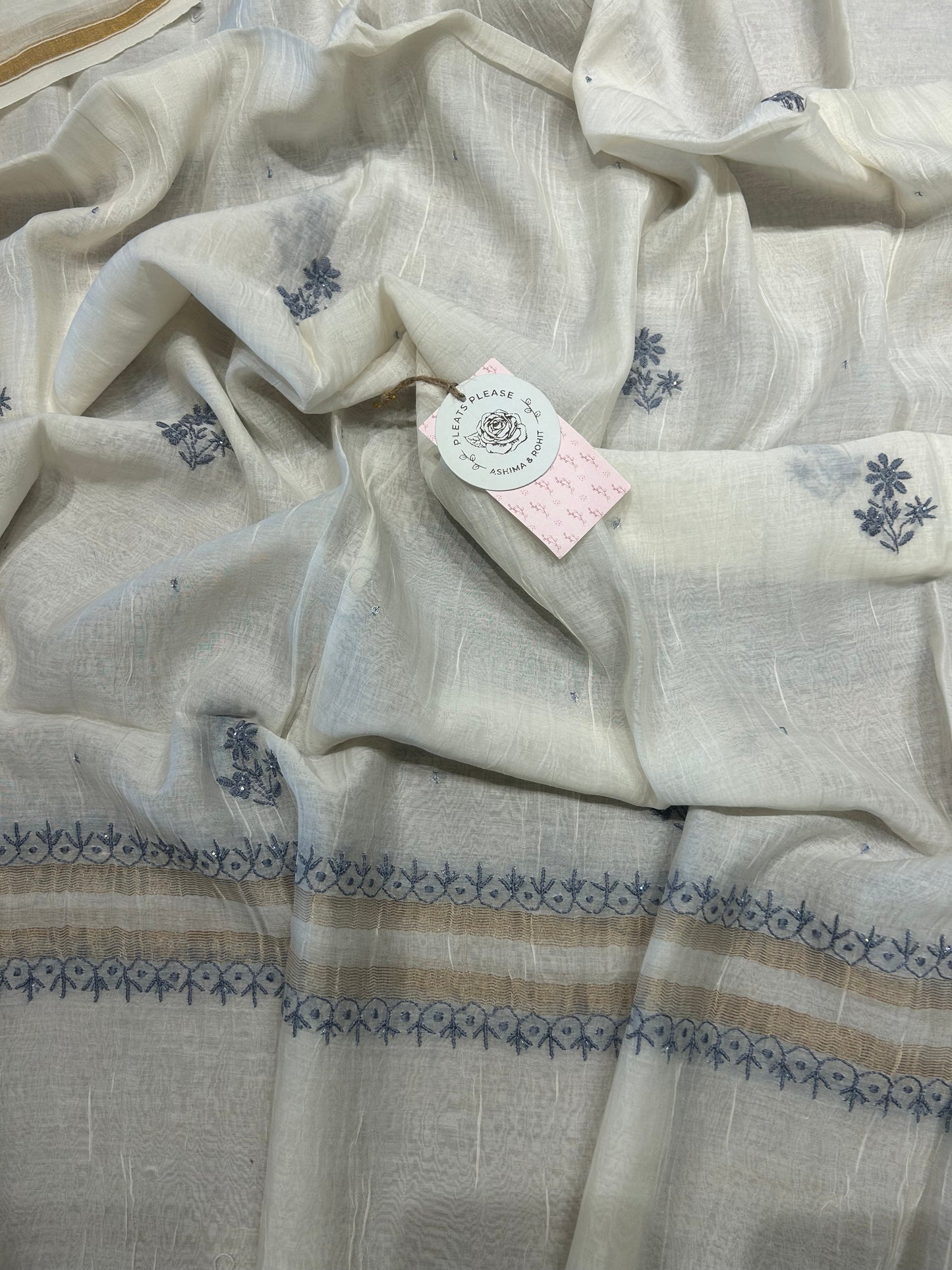 White Chanderi Mul Chikankari Kurta and Dupatta