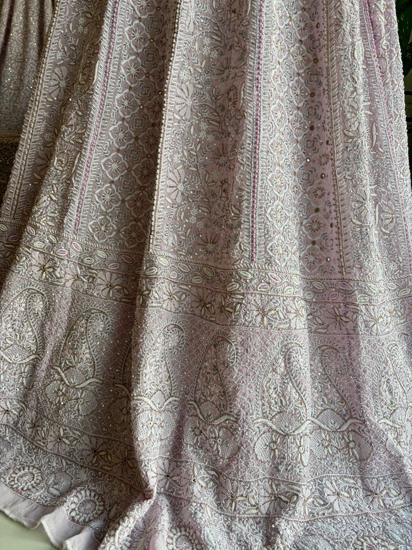 Lilac Pure Georgette Chikankari Lehenga