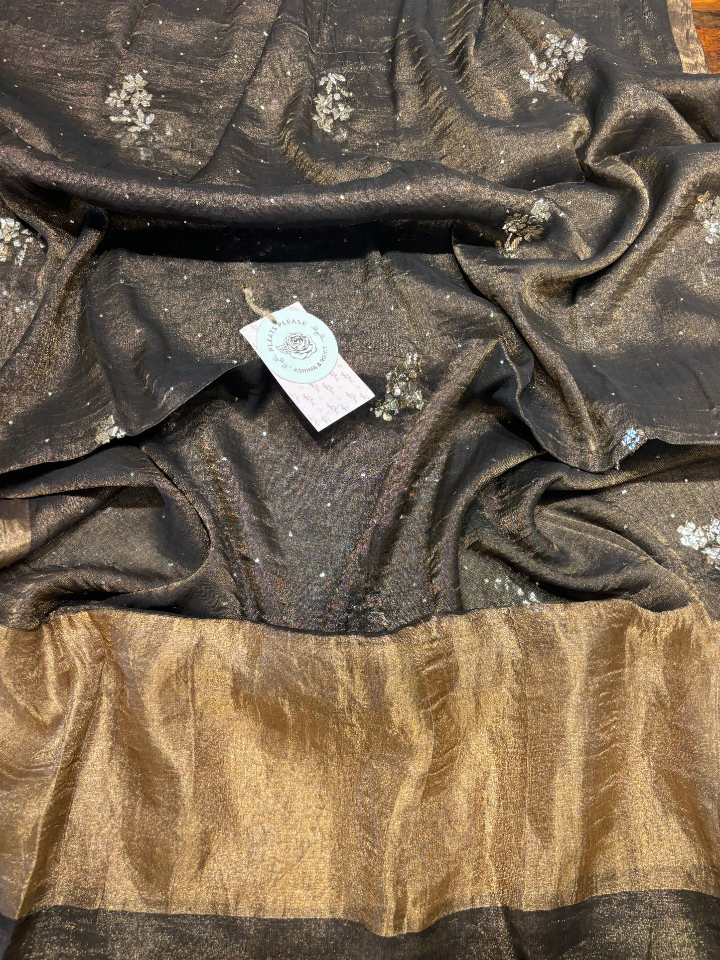 Black  Tissue Badla Kurta and Dupatta Fabric