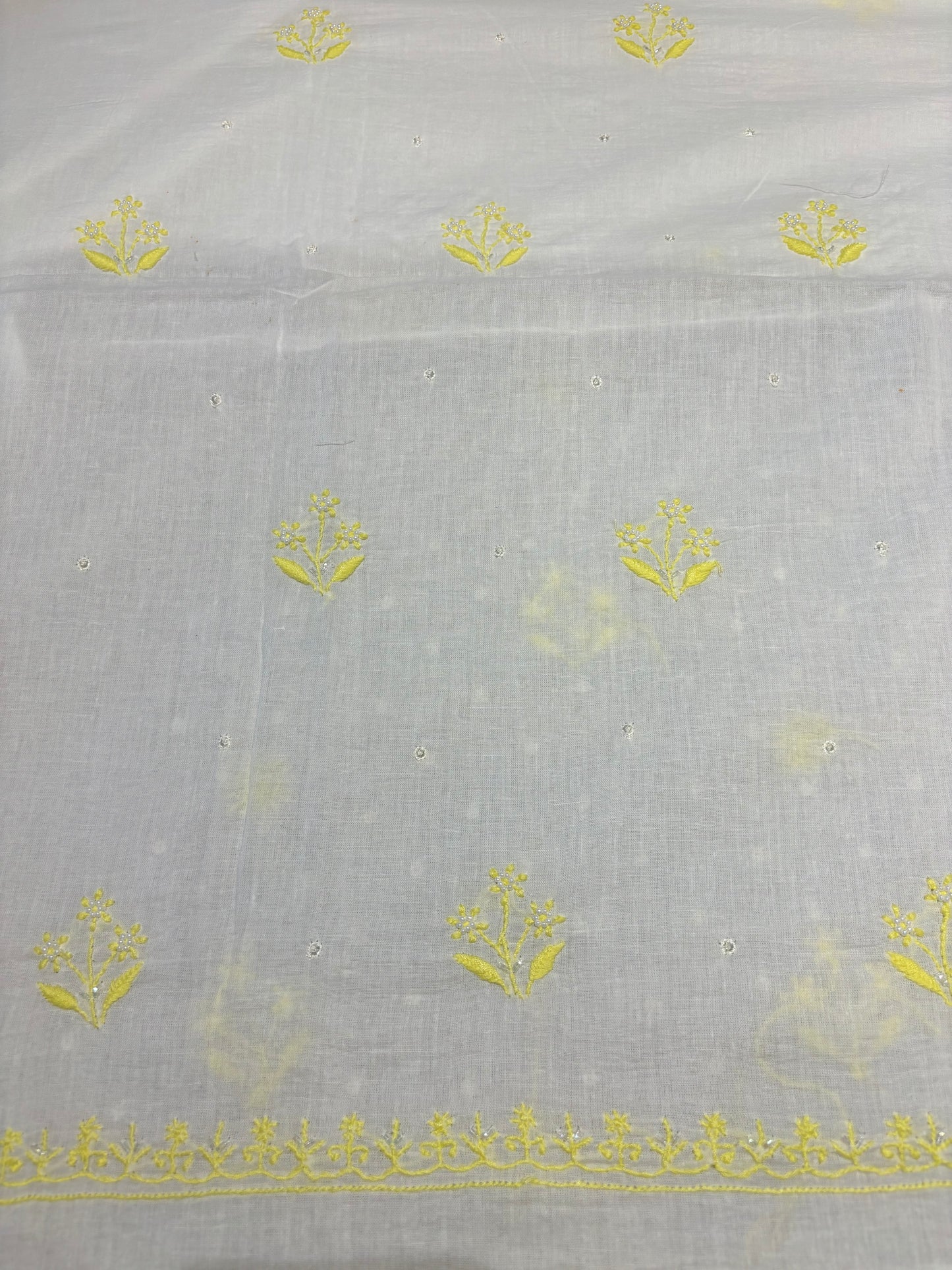 White  Mul Chikankari Kurta Fabric