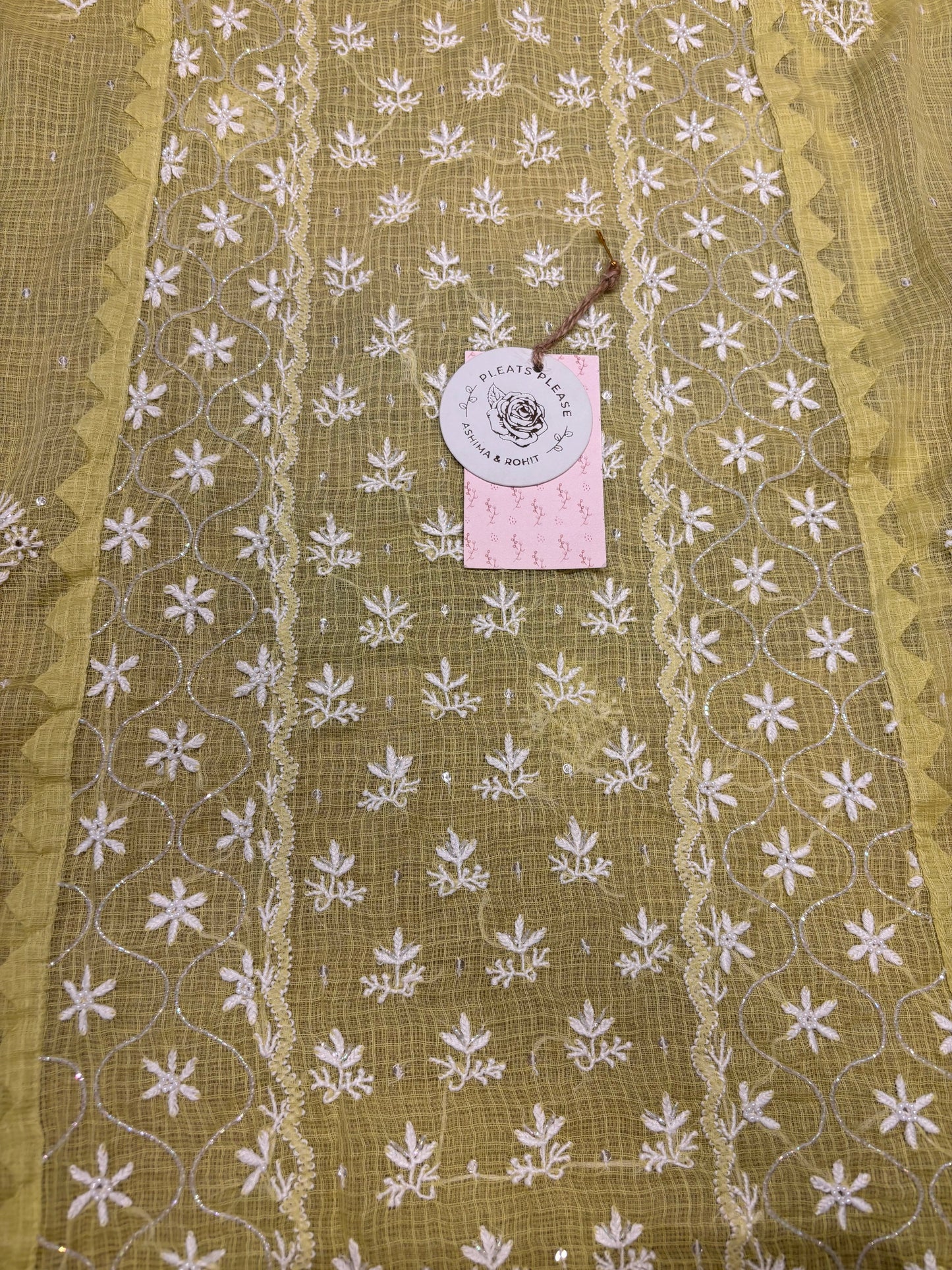 Mint Green Kota Doria Chikankari Kurta And Dupatta Set