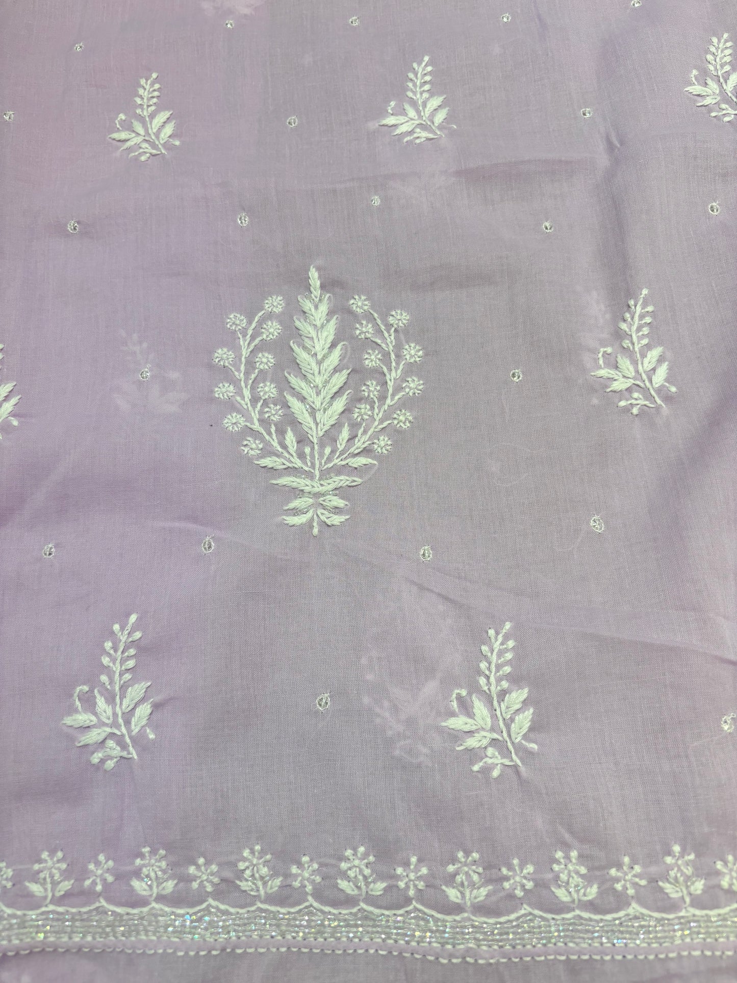 Sunset Purple Mul Chikankari Kurta Fabric