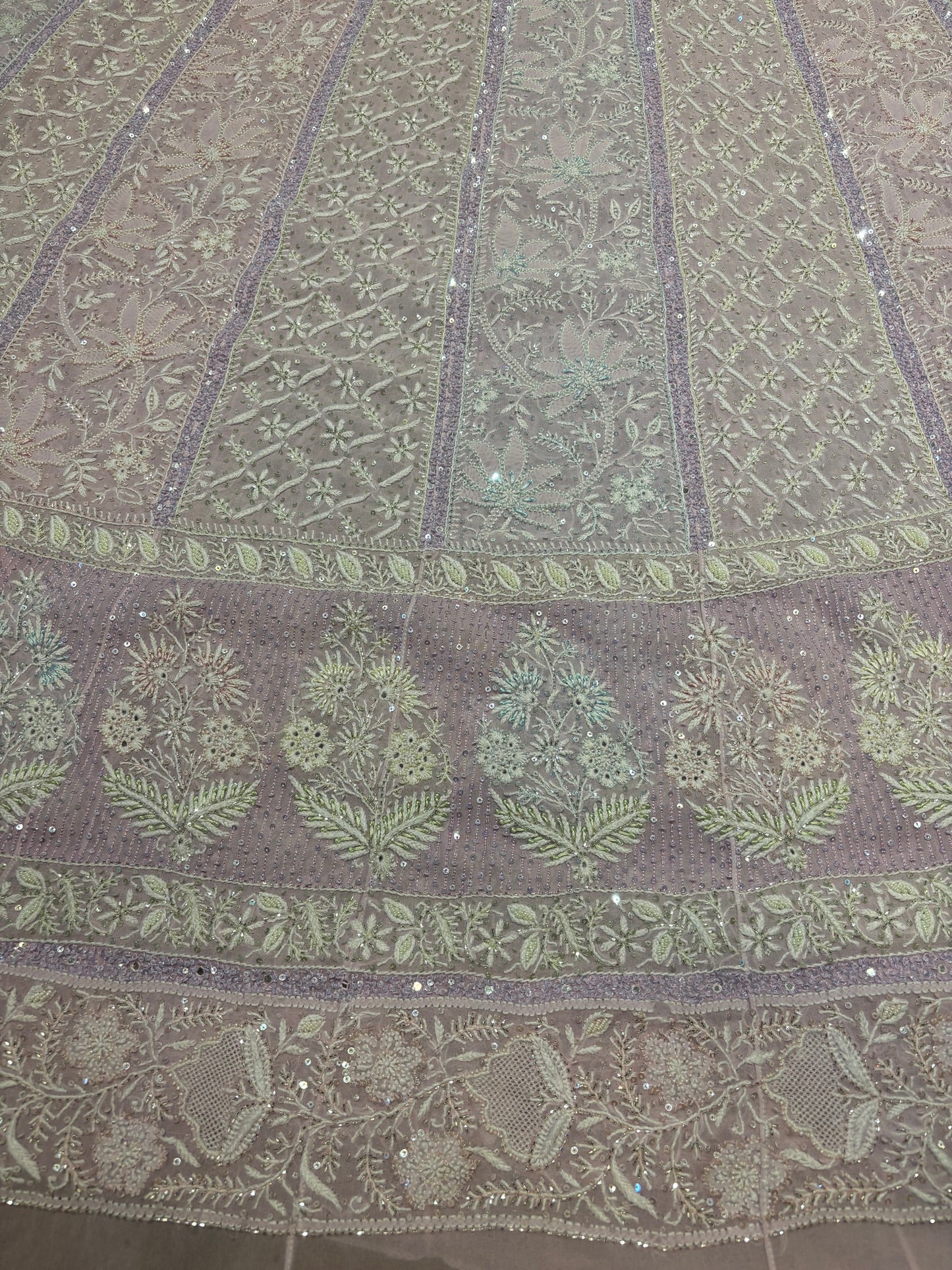 Lilac Pure Georgette Chikankari Anarkali and Dupatta