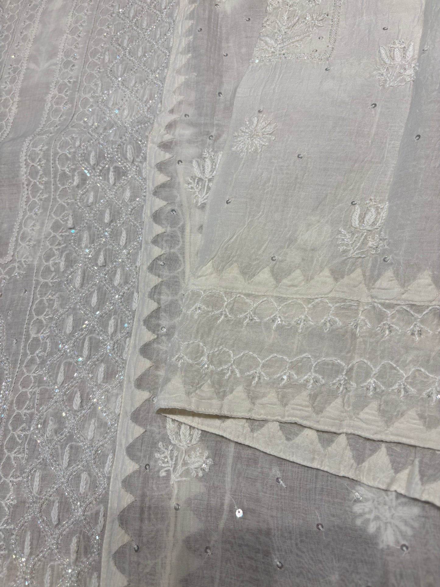 Dyeable Chanderi Mul Chikankari Kurta and Dupatta