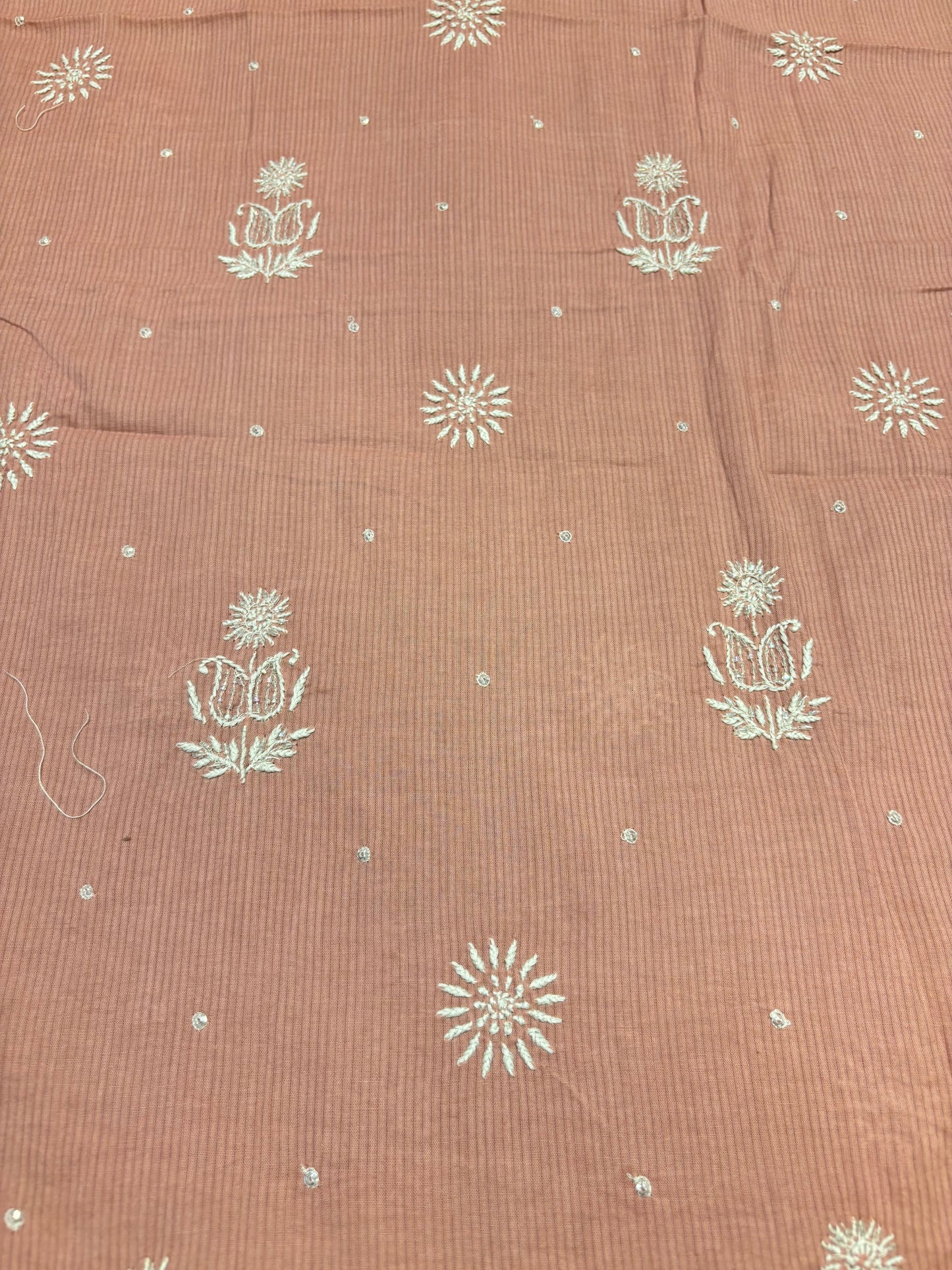 Rose Gold Mul Chikankari Kurta Fabric