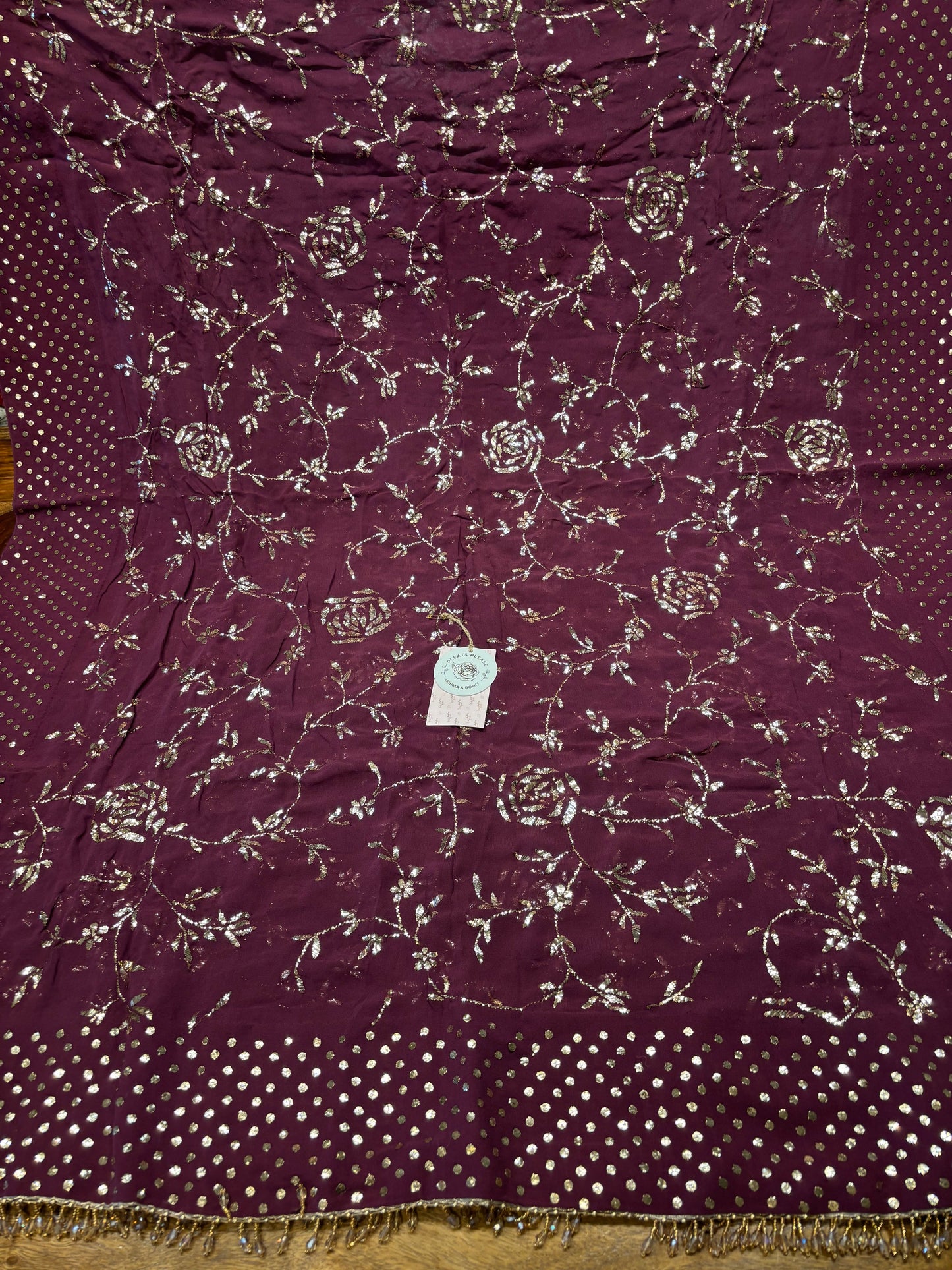 Wine Mukaish Pure And Premium Georgette Dupatta