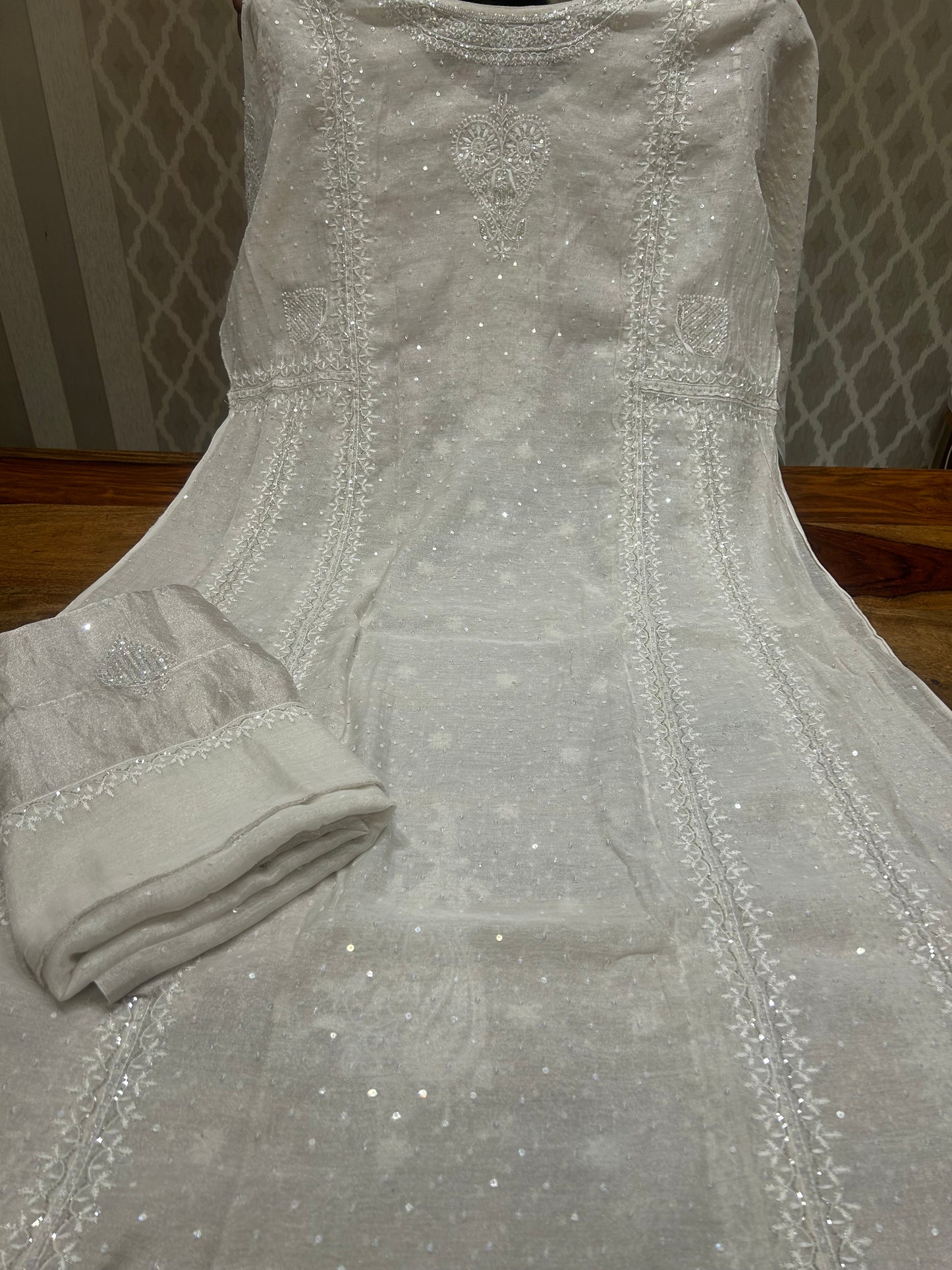 Silver Tissue Aline Anarkali &Dupatta