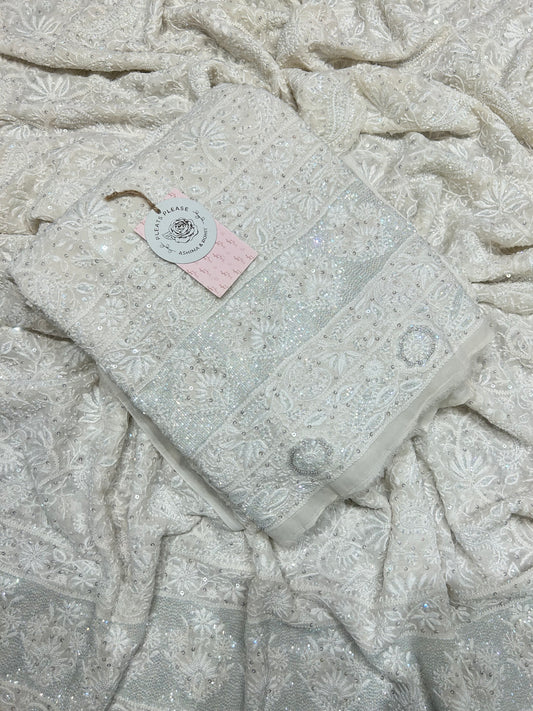 Dyeable Georgette Chikankari Kurta &Dupatta Fabric