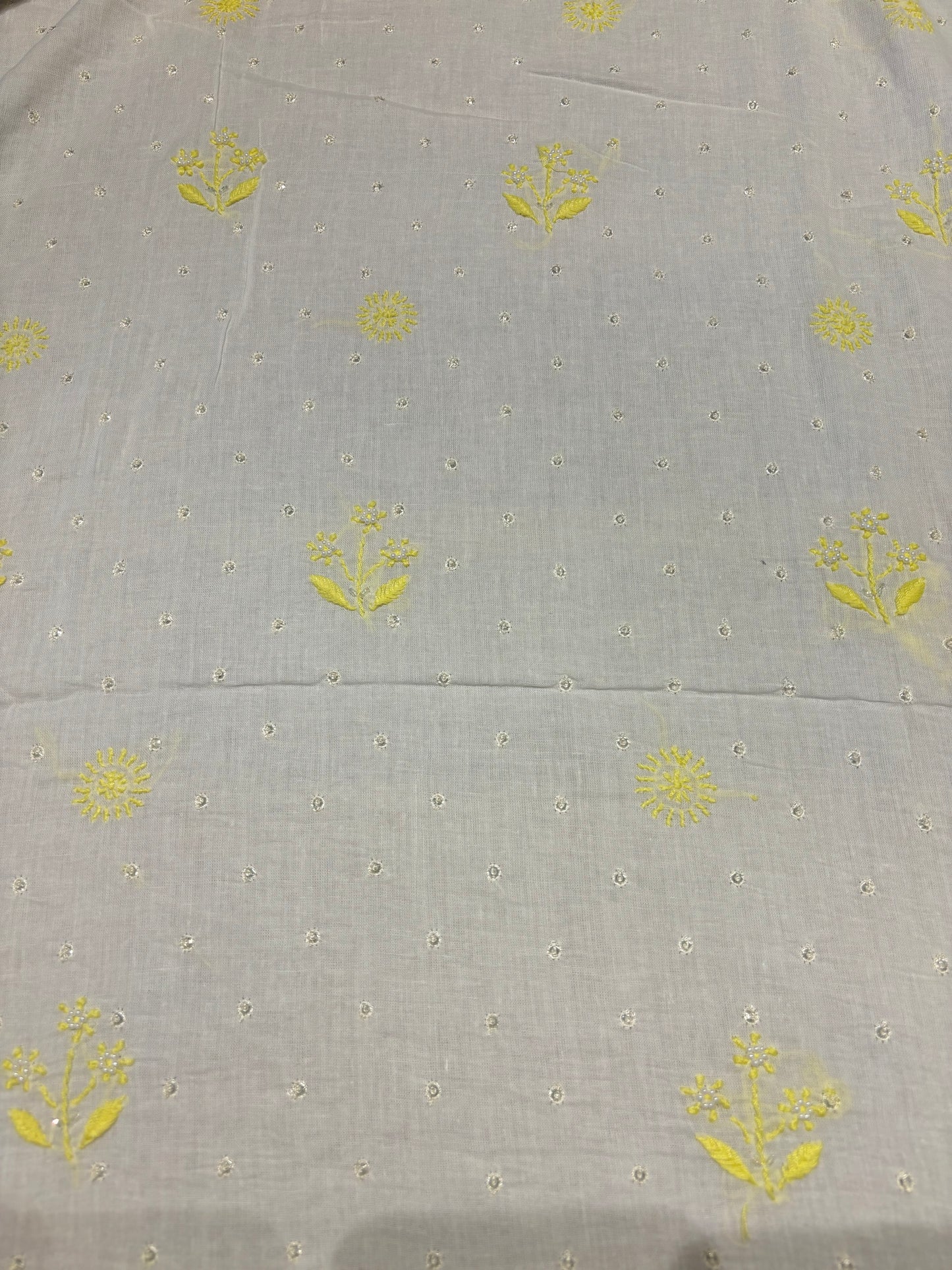 White  Mul Chikankari Kurta Fabric