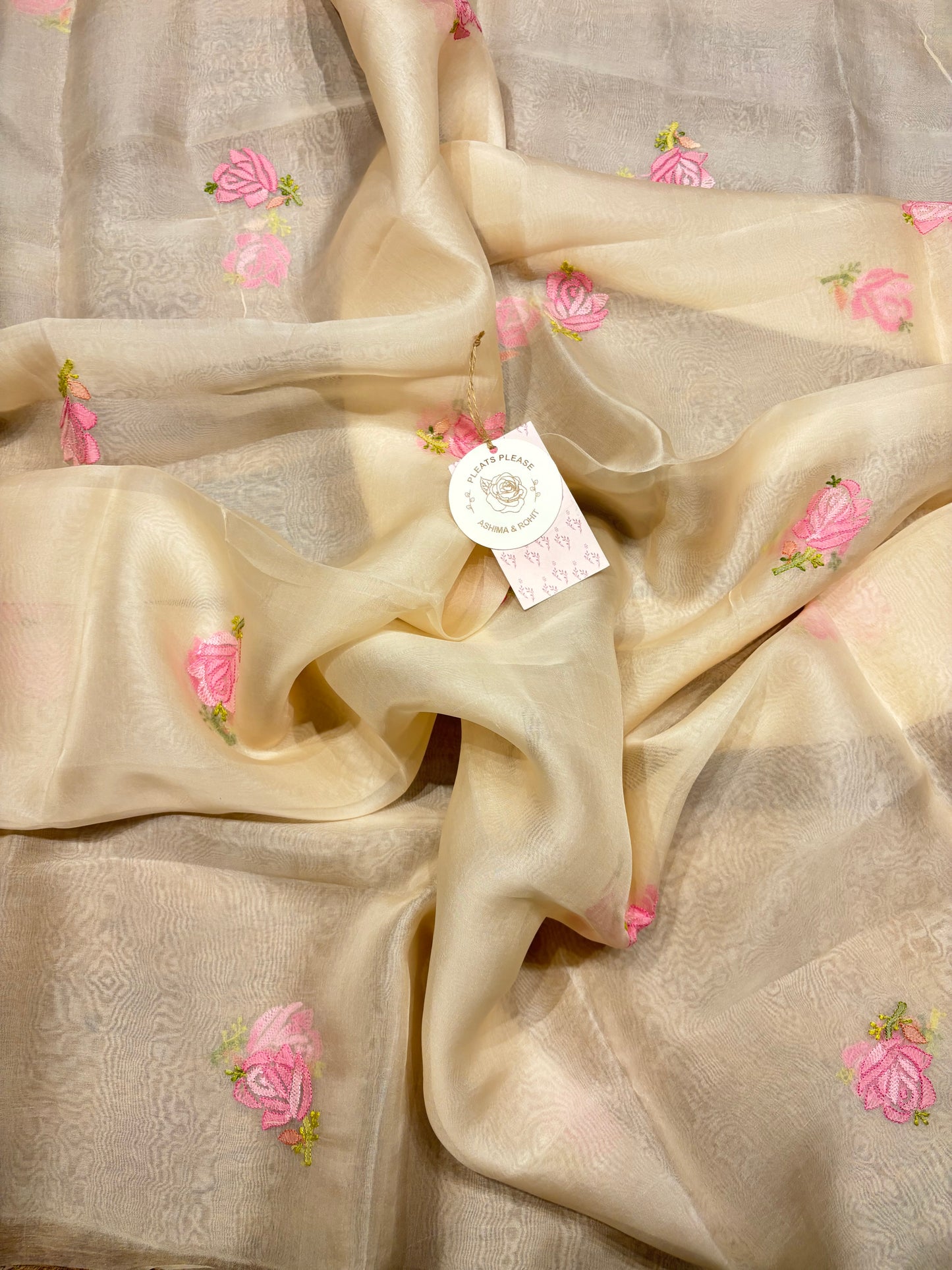 Ivory Organza Silk Chikankari Kurta and Dupatta