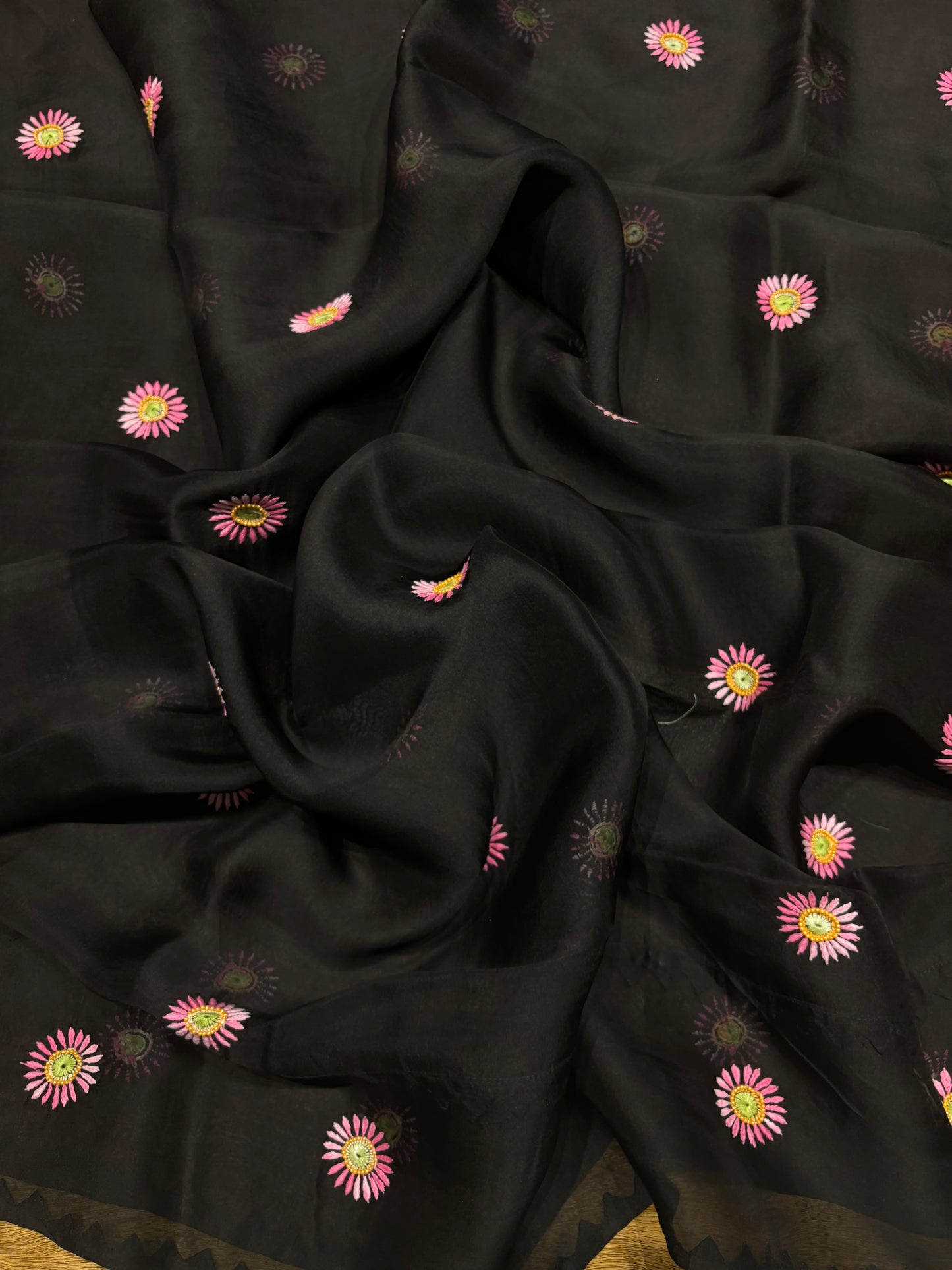 Black Organza Silk Chikankari Kurta and Dupatta