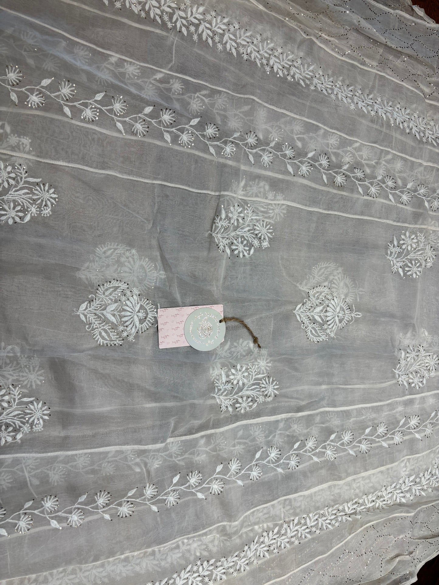 Dyeable Organza Chikankari Anarkali and Dupatta