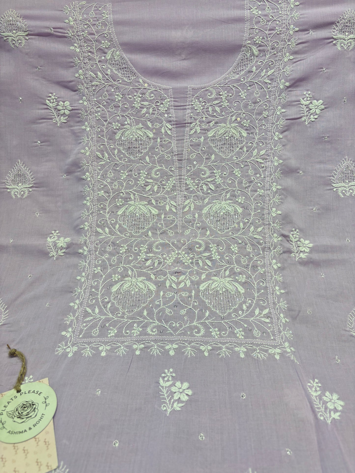 Purple Mul Chikankari Kurta Fabric