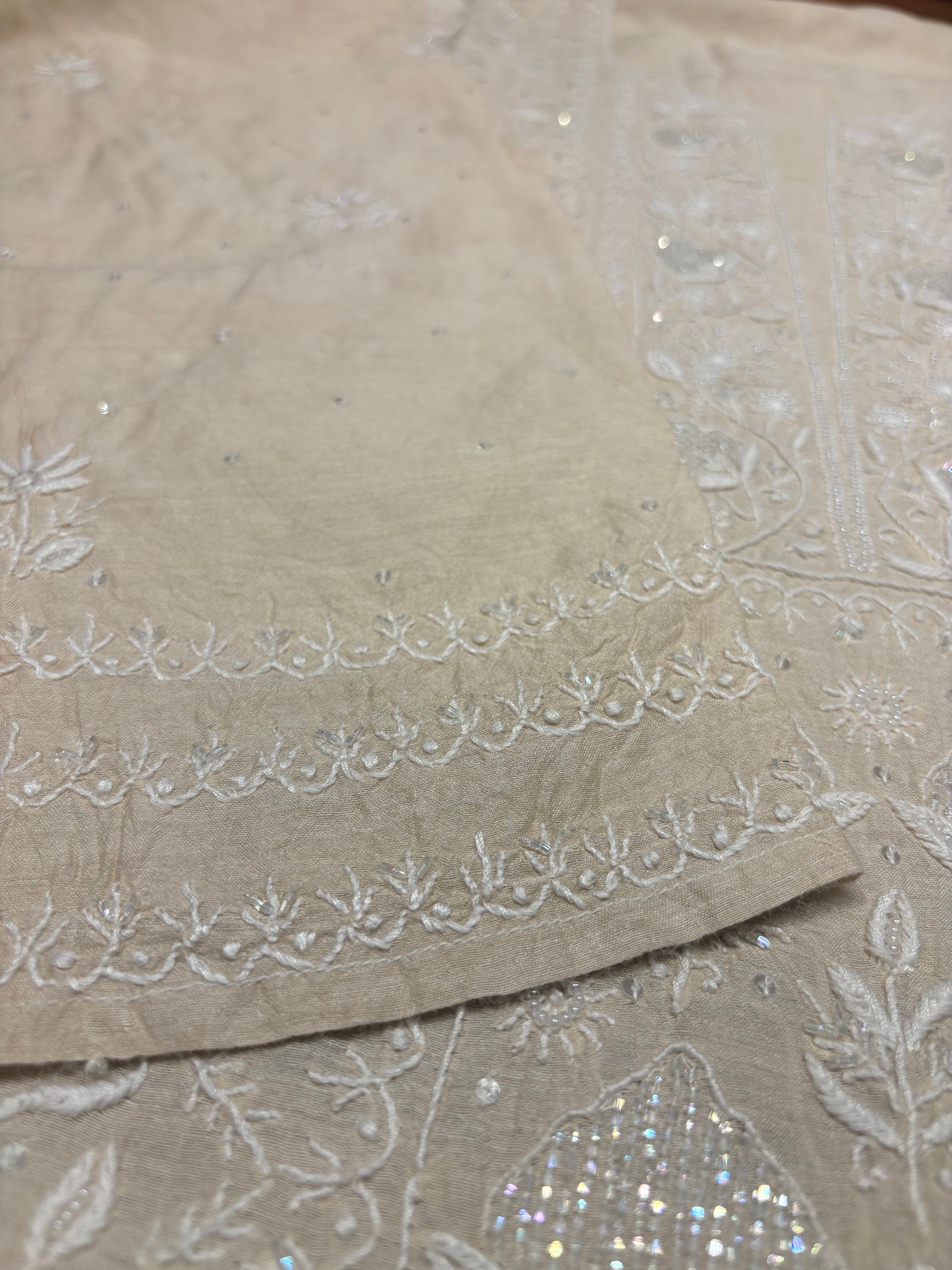 Dyeable Silk Chikankari Kurta and dupatta