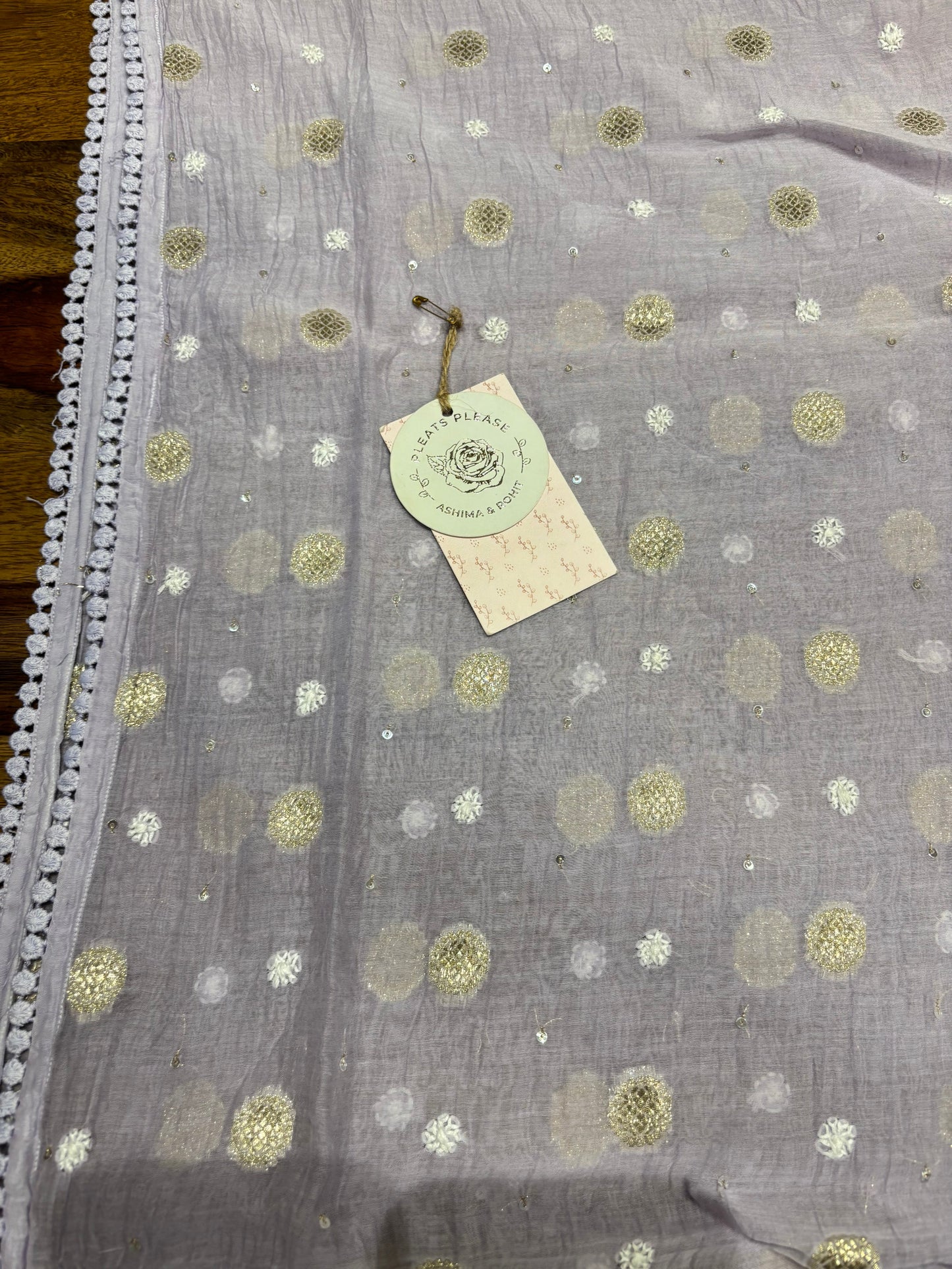 Lilac Chanderi Mul Chikankari Kaftan