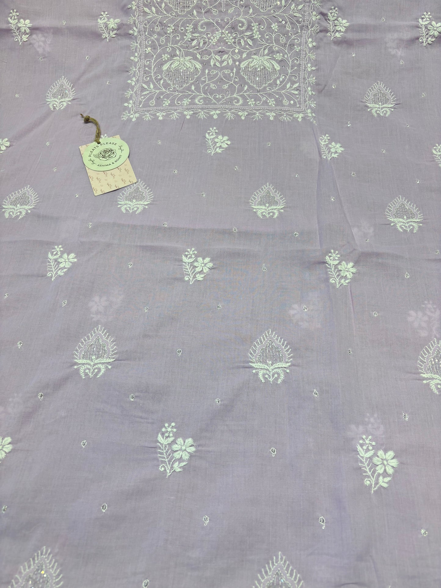 Purple Mul Chikankari Kurta Fabric