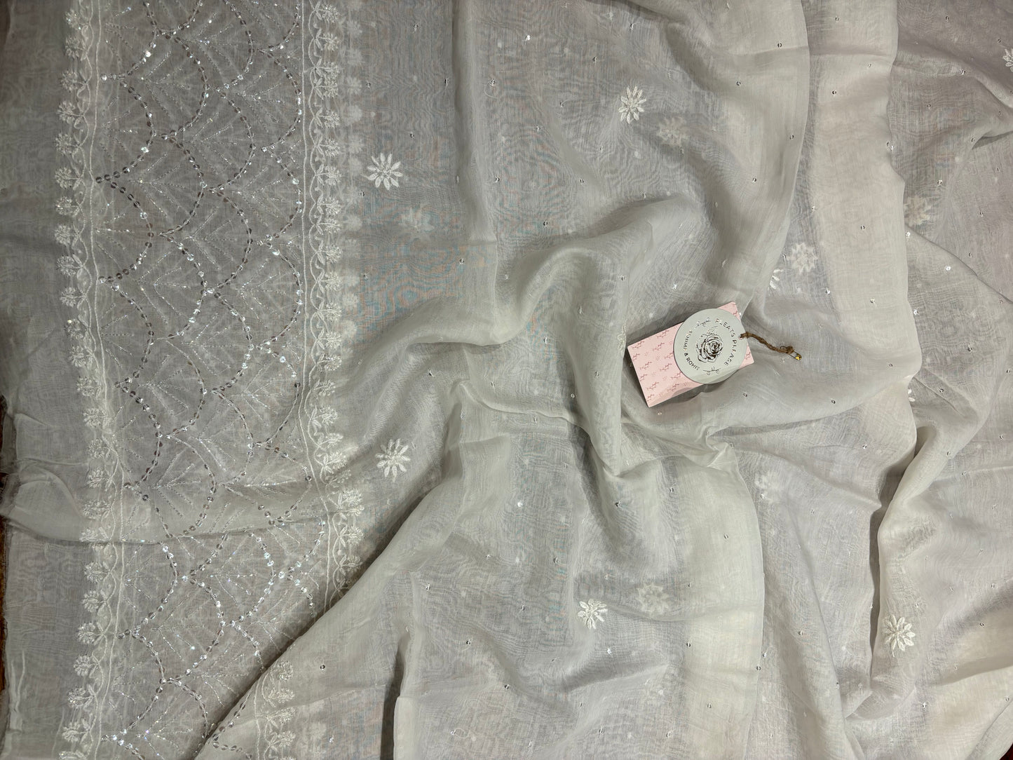 Dyeable Chanderi Mul  Chikankari Anarkali and Dupatta Set