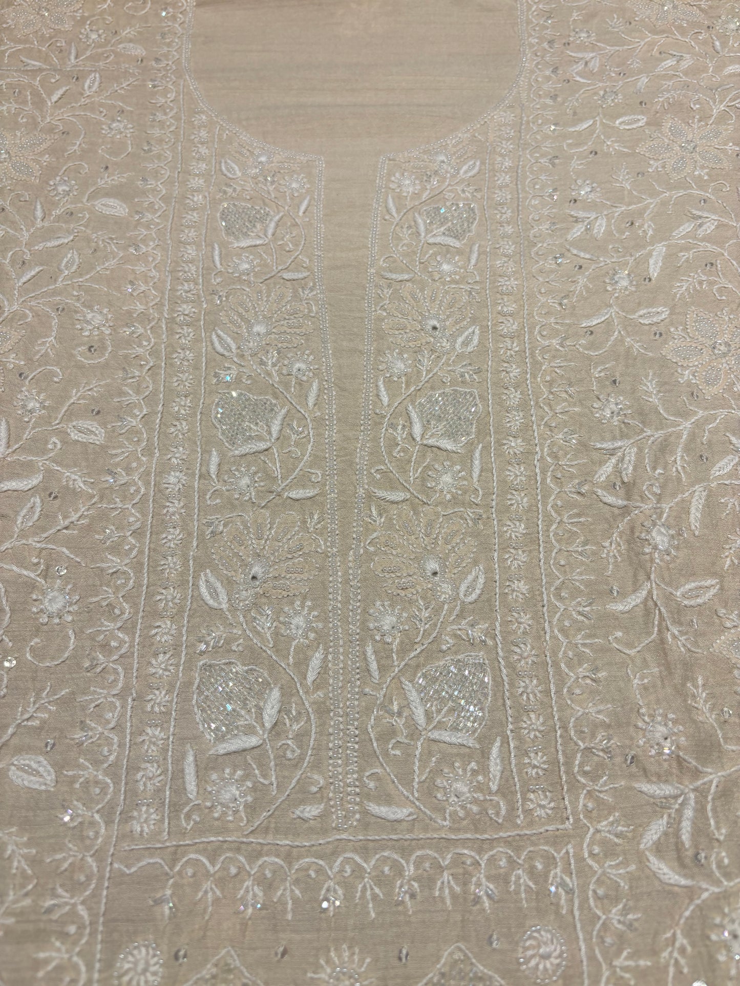 Dyeable Silk Chikankari Kurta and dupatta