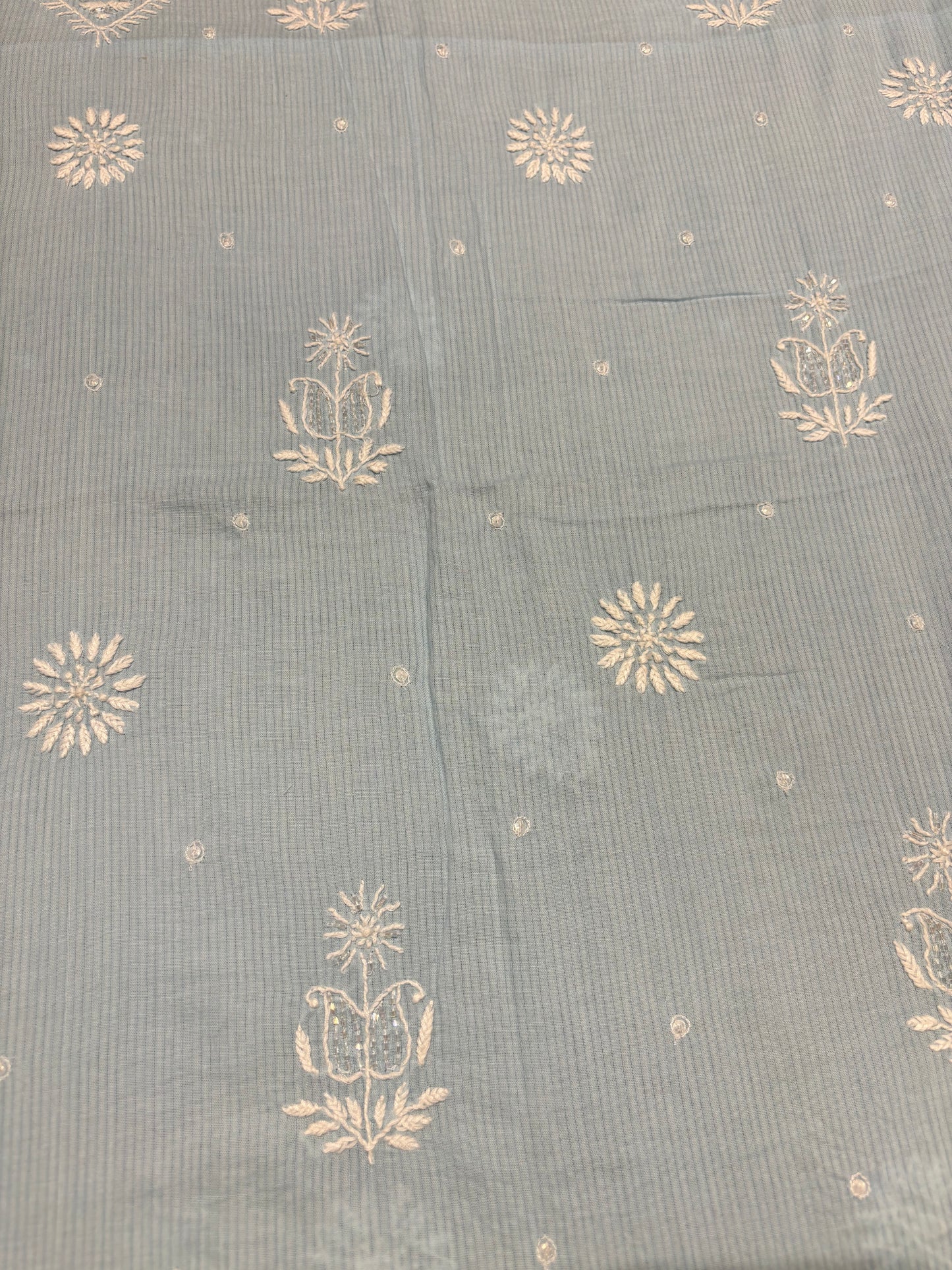 Powder blue Mul Chikankari Kurta Fabric