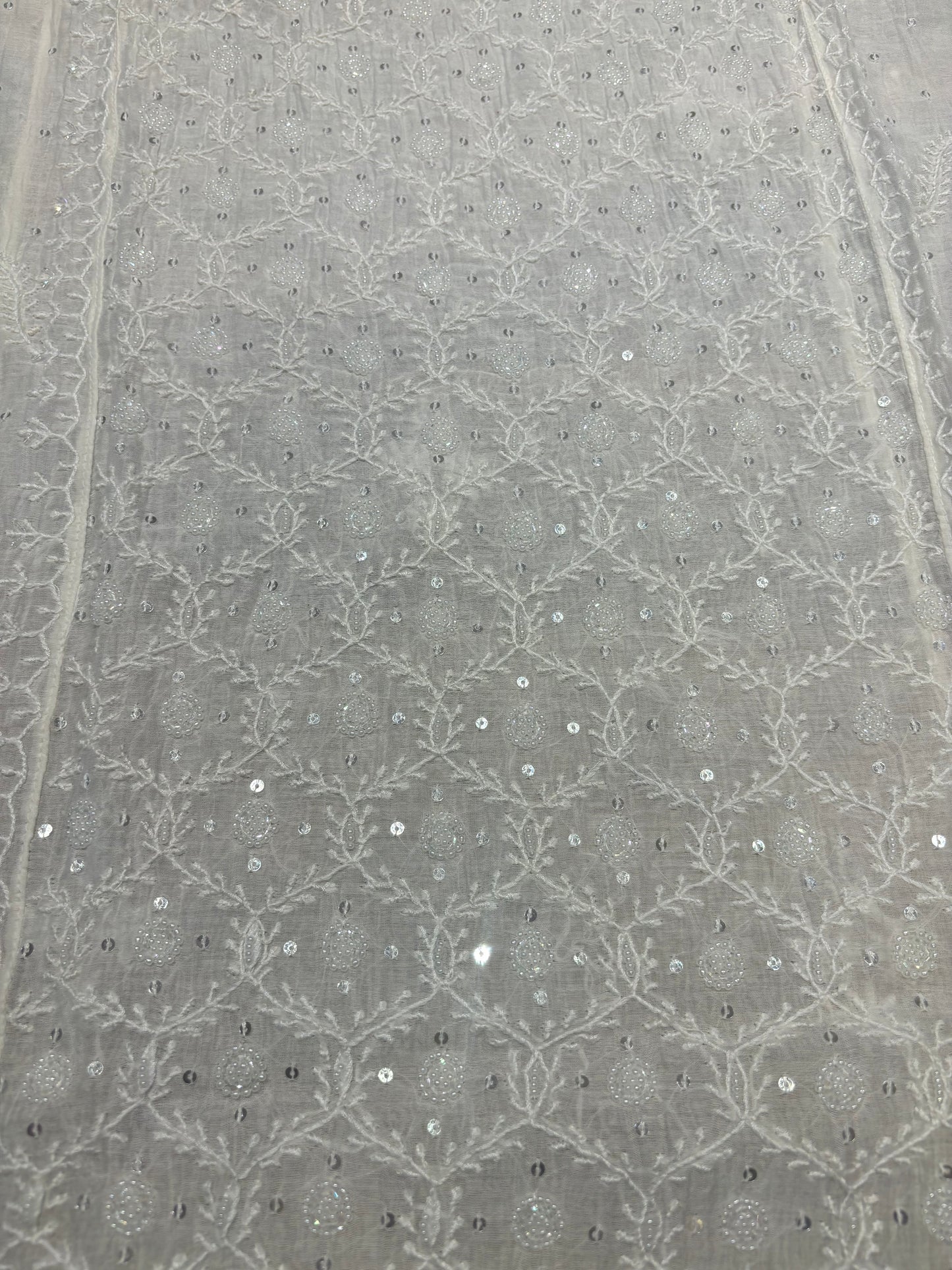 Dyeable Chanderi Mul Chikankari Kurta and Dupatta