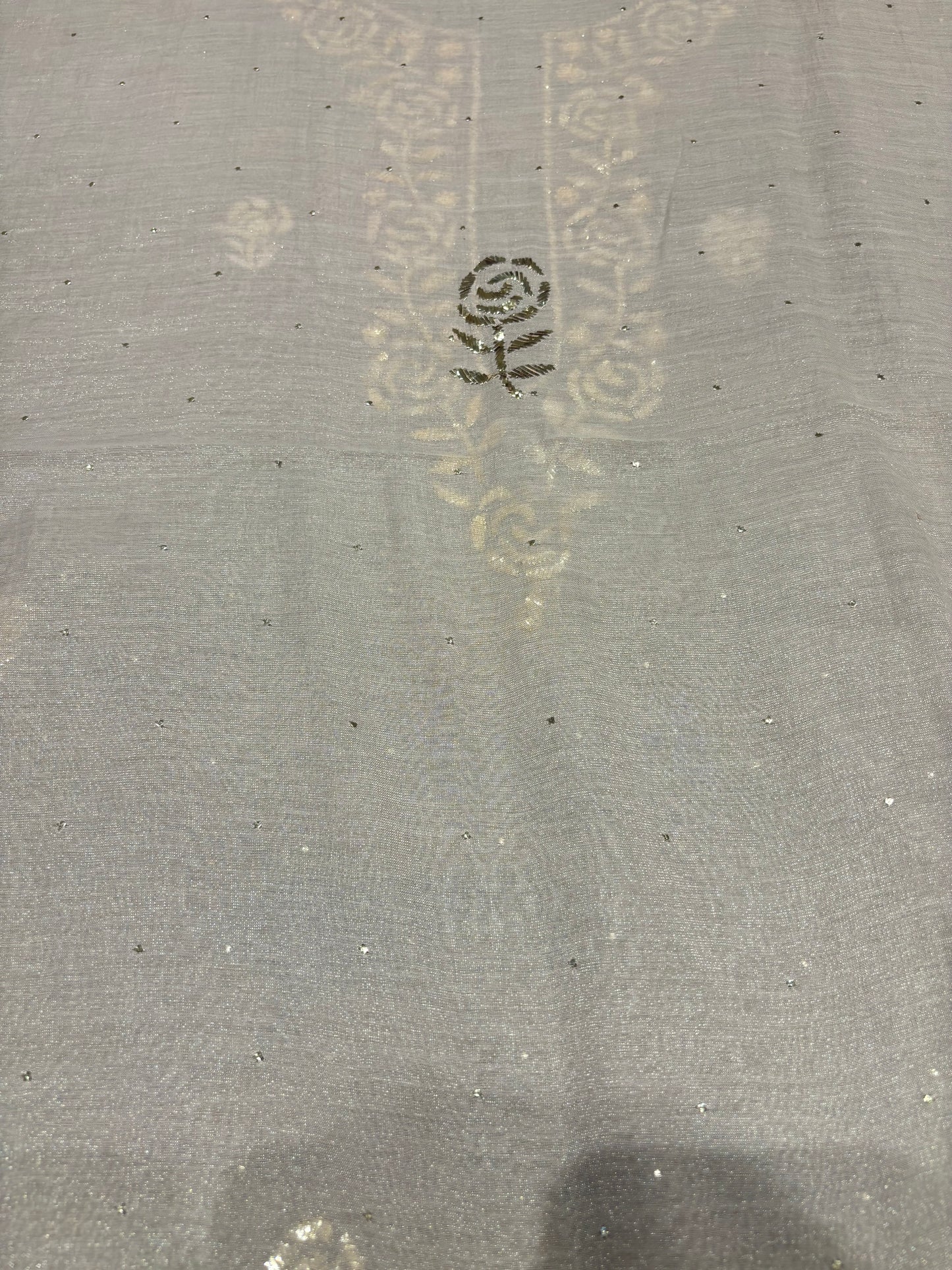 Lavender  Latte Tissue Badla Kurta and Dupatta Fabric