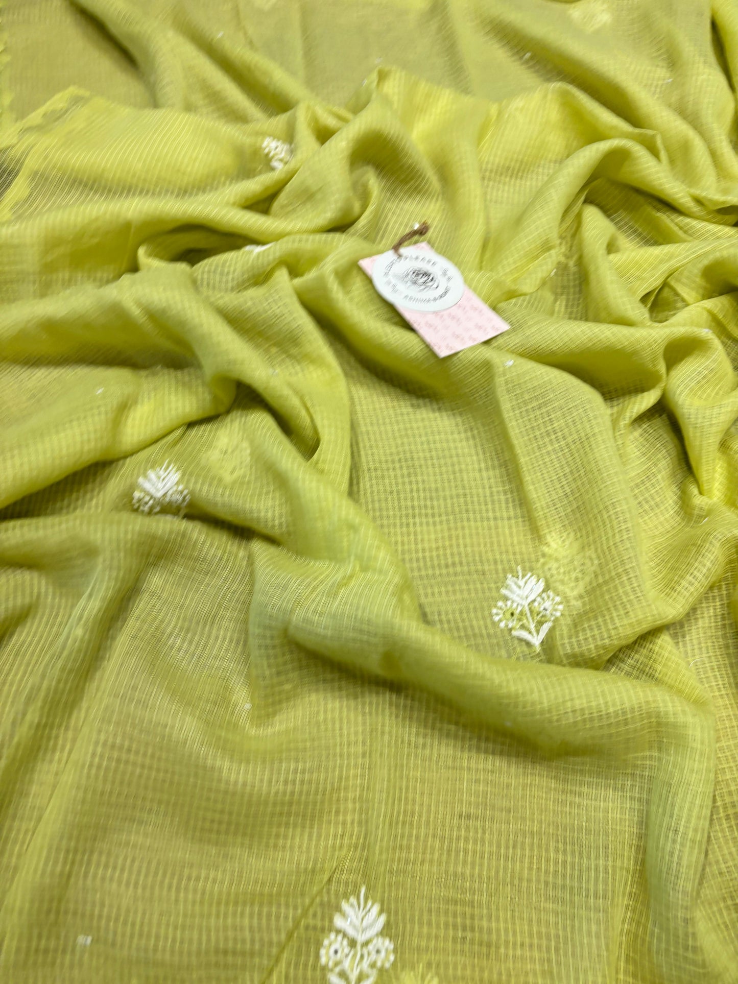 Mint Green Kota Doria Chikankari Kurta And Dupatta Set
