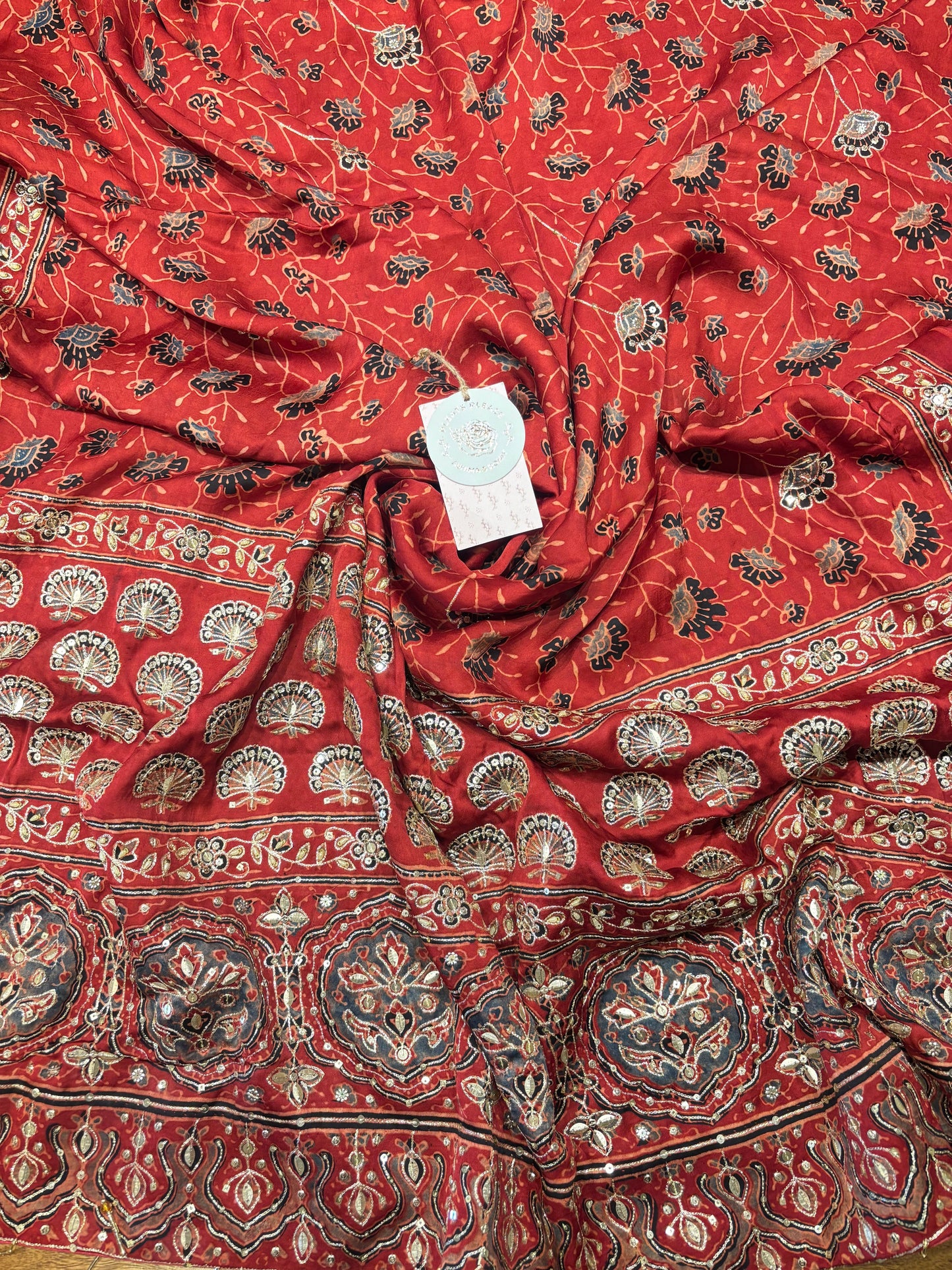 Red Ajrakh Modal Silk Dupatta