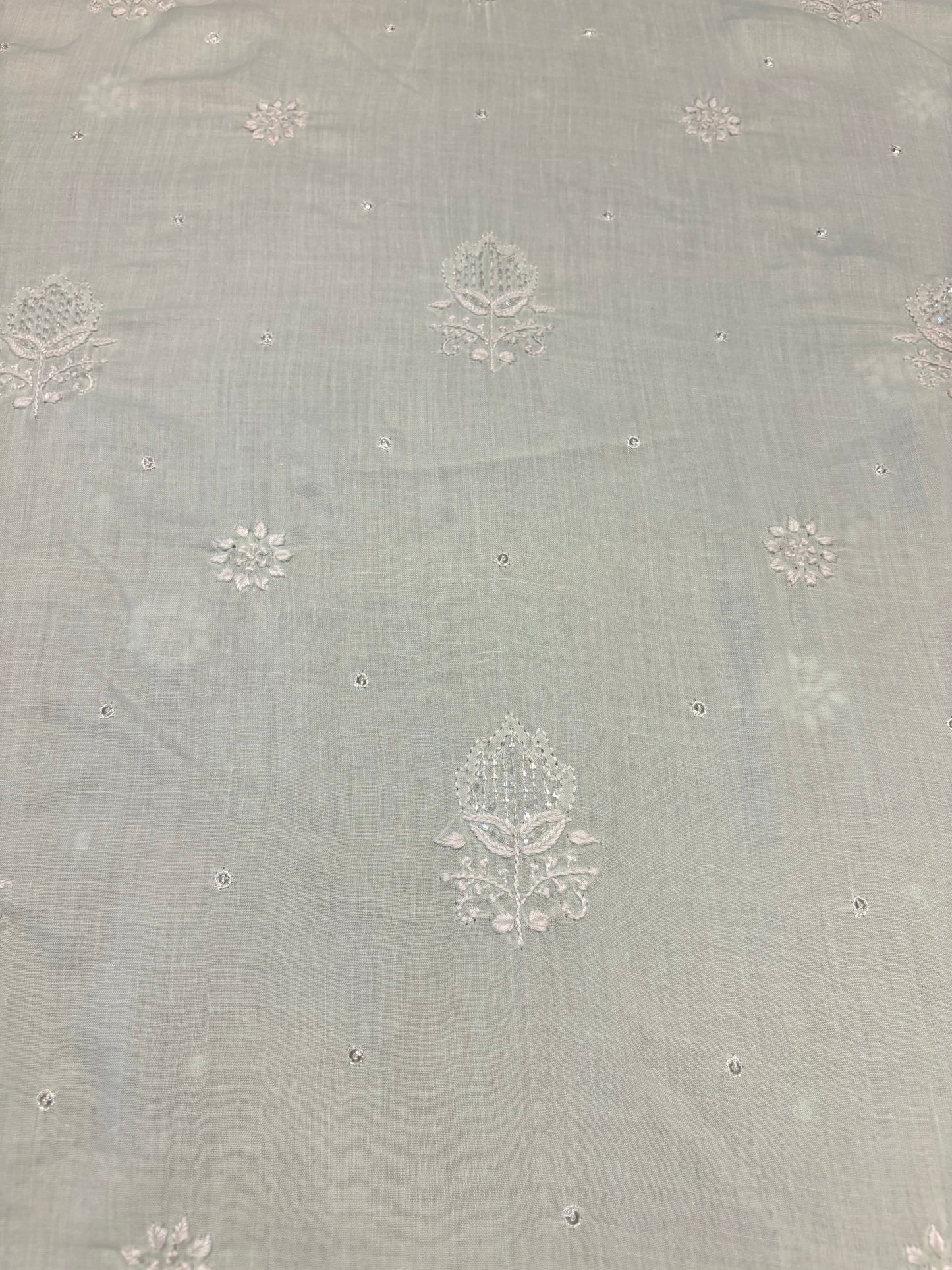 Peppermint Green Mul Chikankari Kurta Fabric