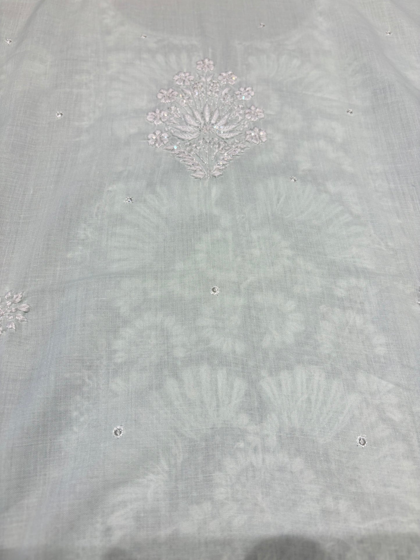 Peppermint Green Mul Chikankari Kurta Fabric