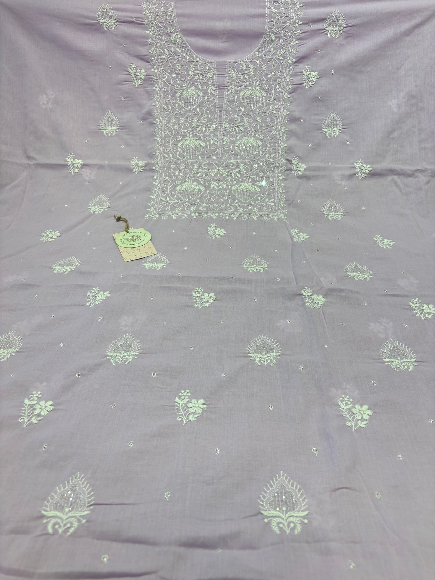 Purple Mul Chikankari Kurta Fabric