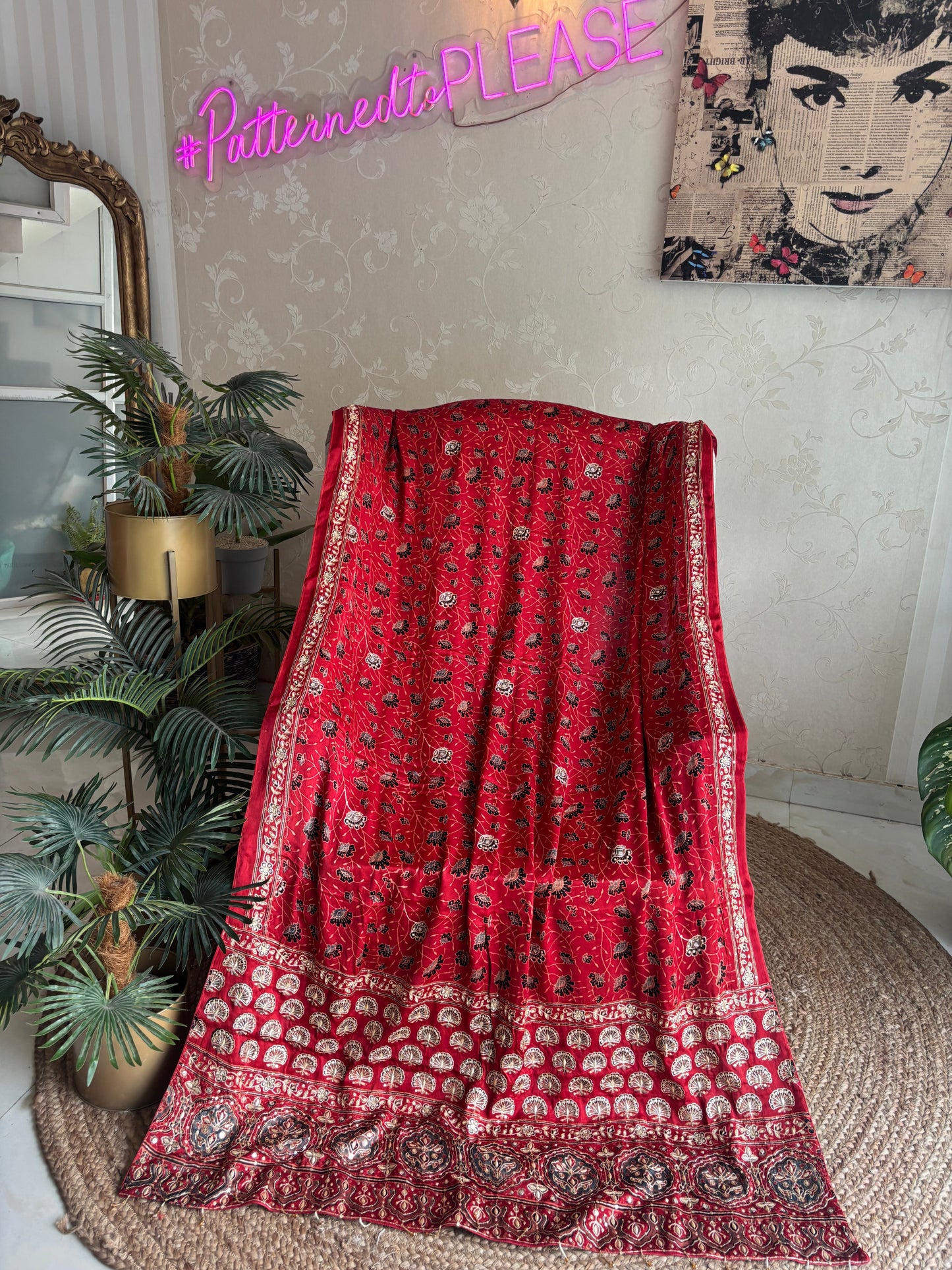 Red Ajrakh Modal Silk Dupatta