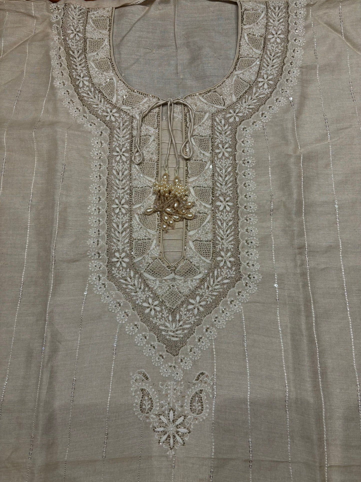 Dyeable Natural Silk Chikankari Kurta and Dupatta