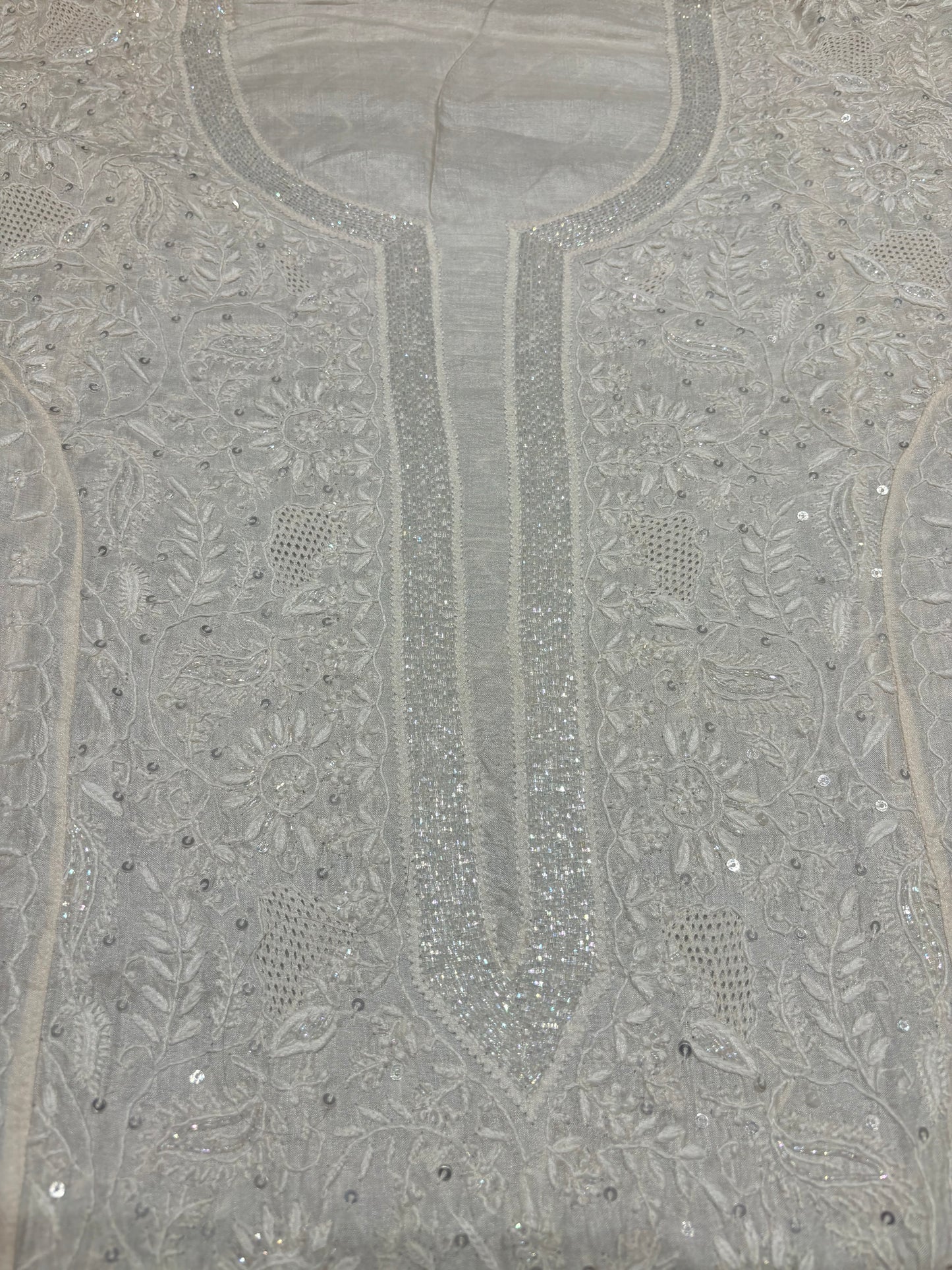 Dyeable Silk Chikankari Kurta and dupatta