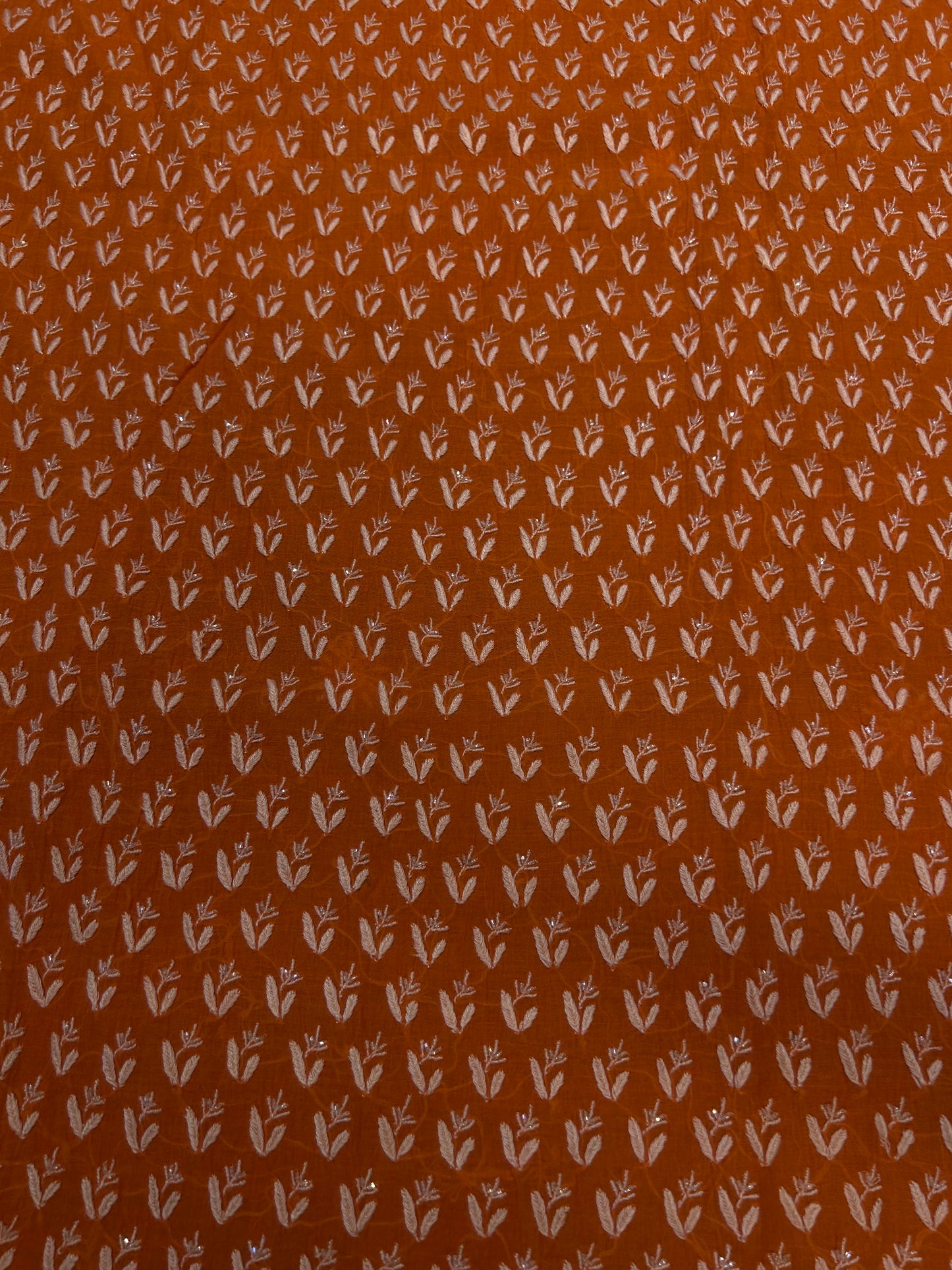 Carrot Orange Chanderi Mul Chikankari Kurta and Dupatta