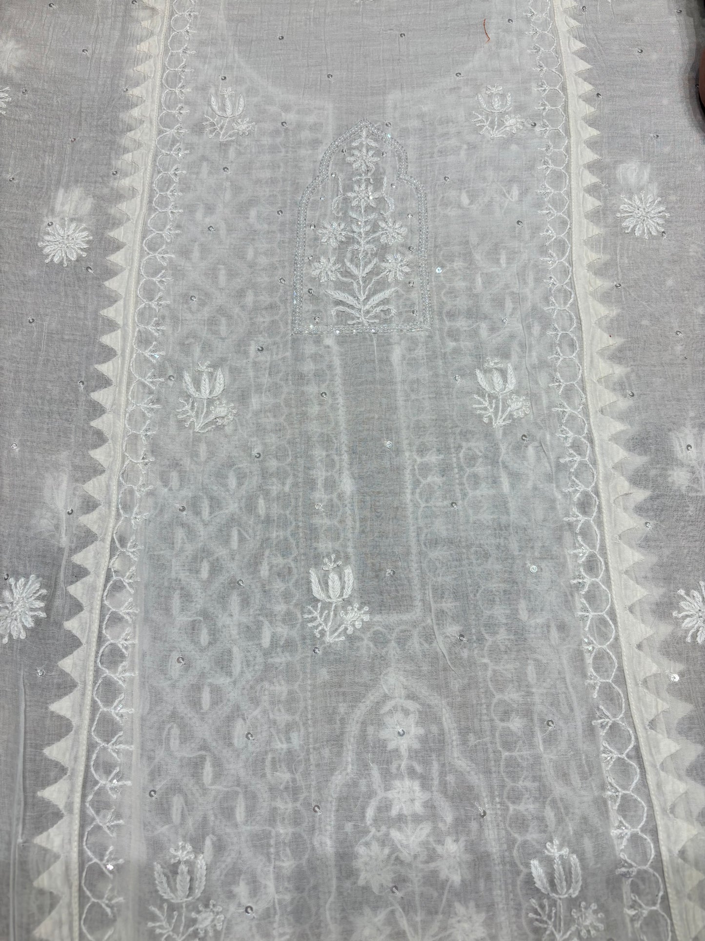 Dyeable Chanderi Mul Chikankari Kurta and Dupatta
