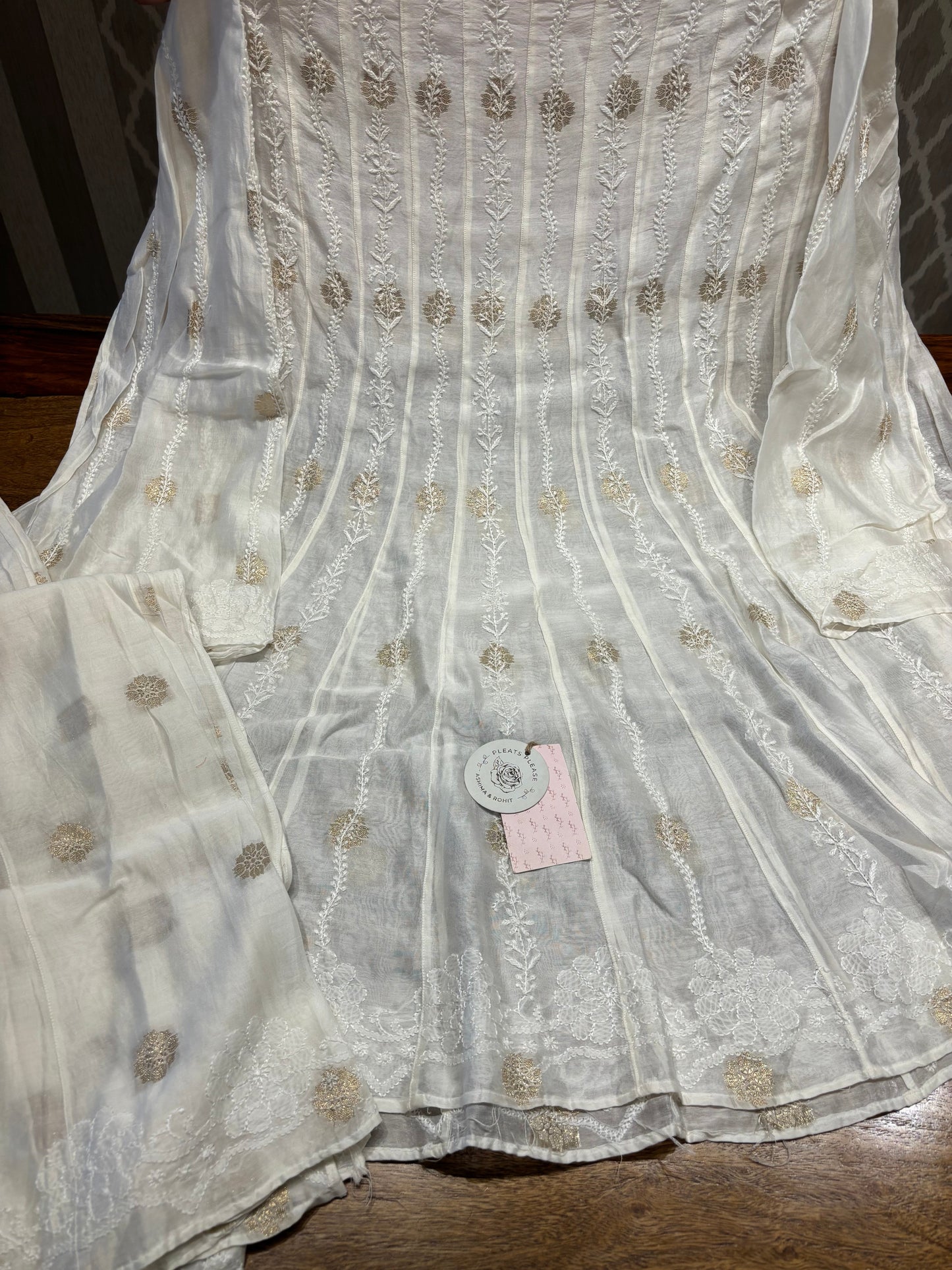 Dyeable Pure Chanderi Silk Chikankari kalidar co-ord set