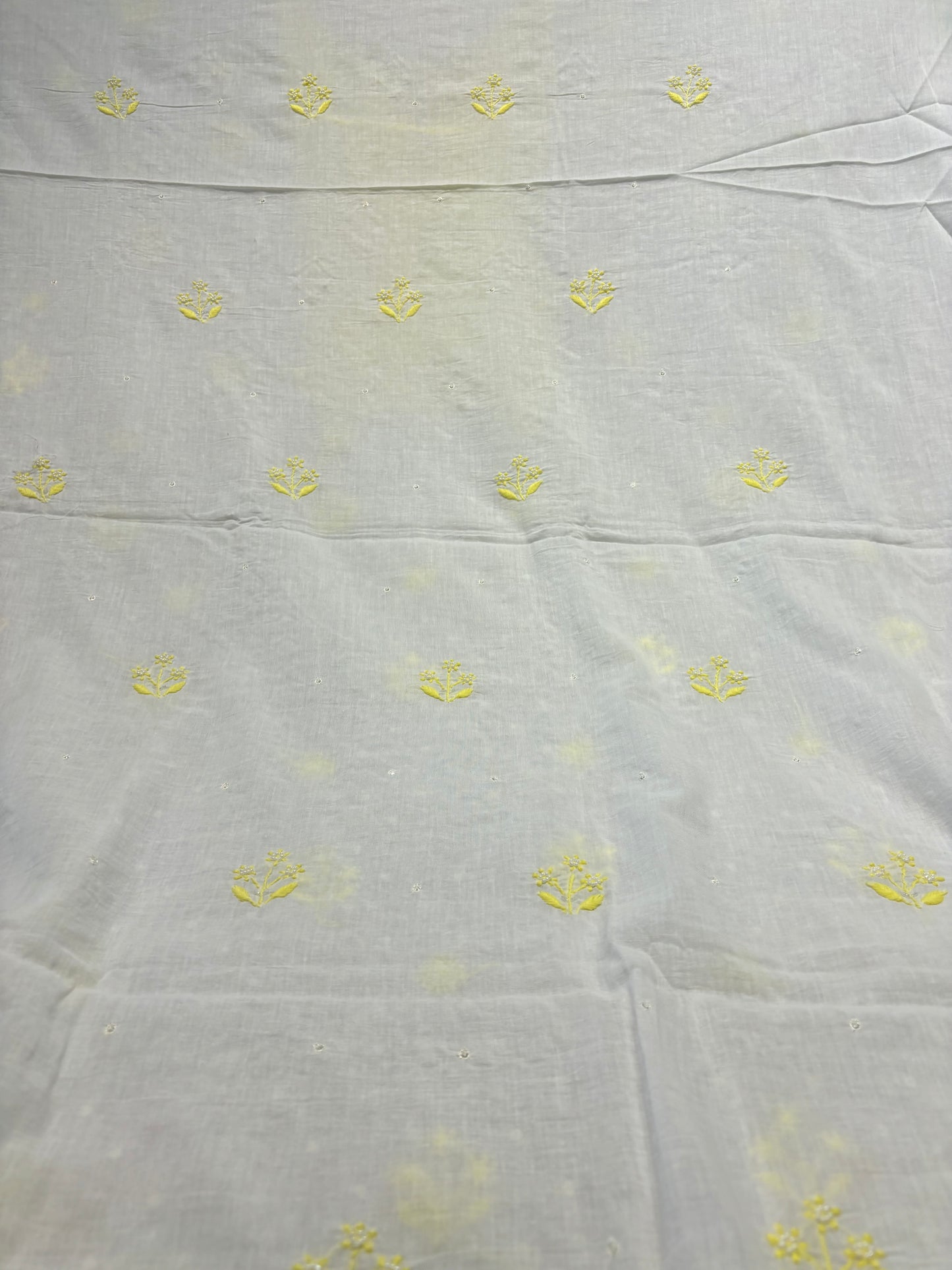 White  Mul Chikankari Kurta Fabric